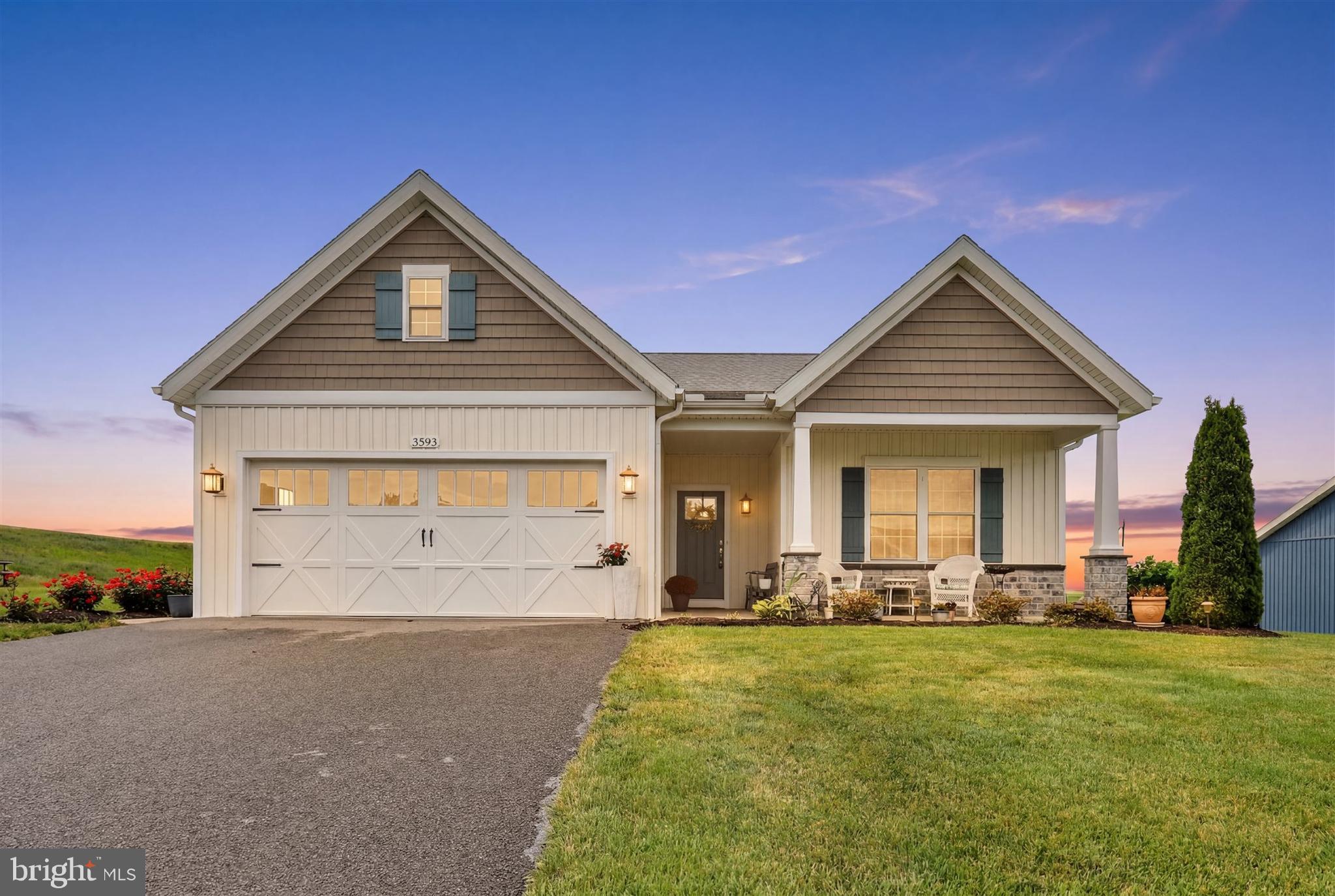 Enjoy low-maintenance living in the desirable Homestead Cottages Community. This thoughtfully designed home features 3 bedrooms and 2 full baths. The spacious layout is perfect for one floor living, while the unfinished upper attic space offers additional storage or future expansion possibilities for those looking for a bit "more"! The kitchen comes fully equipped with stainless steel appliances, granite countertops, and an extended island. Bonus - the washer and dryer are included with the sale! A 2-car attached garage provides convenience and extra storage. Snow removal, walkway shoveling, lawn maintenance including mowing, mulching, trash and recycling are all included with the HOA fee. Conveniently located within a short distance of the Penn National Community, residents can enjoy access to exceptional amenities, including 36 holes of 4-star golf, an outdoor pool, tennis and pickleball courts, yoga classes, and much more! Don't let this opportunity pass, schedule your showing today!