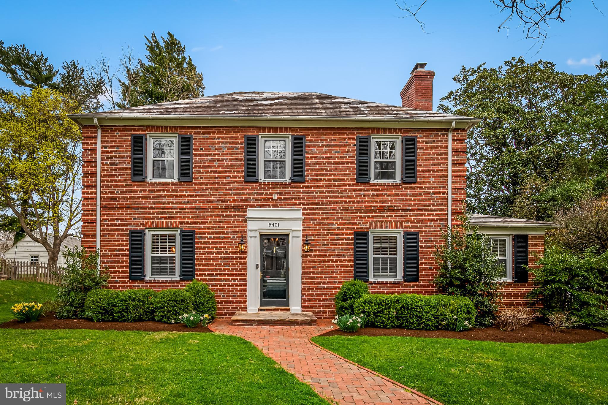 Located in the heart of Homeland just 2 blocks from the The Lakes, this classic brick colonial offers a big surprise with a bright and spacious family room addition along the back of the home accessible from both the living room and kitchen. The original home is comprised of a serene living room with fireplace, formal dining room, quintessential sunroom and cheerful kitchen with high-end cabinetry, quartz counter-tops and abundant natural light. The 2nd floor offers 3 bedrooms and 2 full baths including a primary bedroom with an en-suite bath featuring marble floors and a walk-in slate shower in addition to the luxurious soaking tub. The third floor is the perfect guest or office space - tucked away yet easily accessible. A partially finished basement offers additional flexibility. 



Outside is a charming as in with a sophisticated brick herringbone entrance walkway and large bluestone patio, all on a beautifully landscaped, flat lot.  A large detached garage is easily accessible via the brick walkway to the family room.



Don't miss the opportunity to make this exquisite home your own. Experience the perfect blend of style, comfort, and convenience at 5401 Purlington Way.