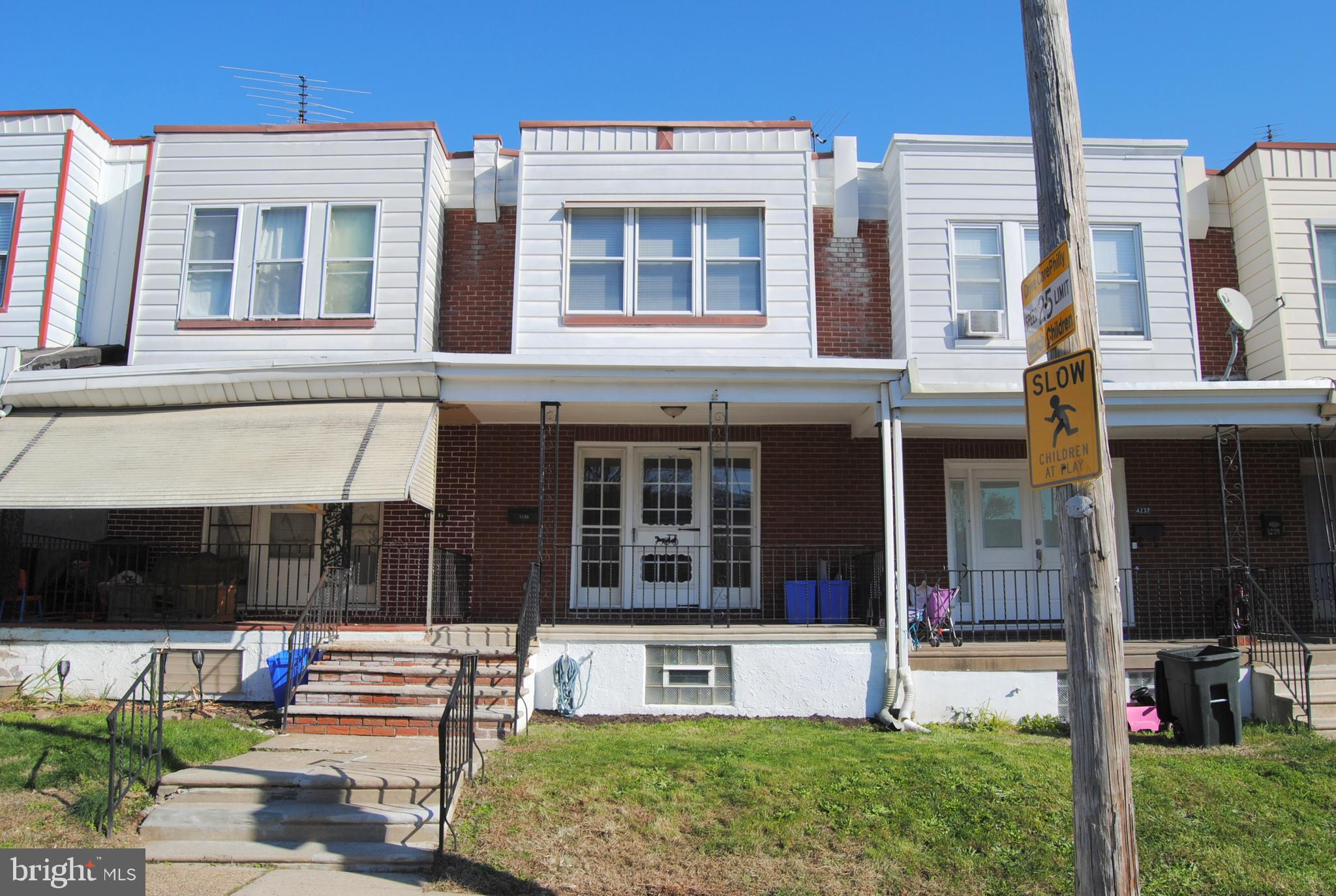 Wonderful 3 br , 2 full bath in the  Holmesburg section of NÈ Philadelphia. Nice front lawn , covered front porch . Formal living room with carpets , ceiling fan light and recessed lights . Formal dining room with vinyl tiled flooring , utility closet, chandelier  and pantry . Modern eat in kitchen with cherry cabinets , ss sink , gas range , recessed lights , vinyl flooring , built in microwave , corner bread cabinet . 2nd floor offers rear bedroom with carpets and ceiling fan light ,deep  closet . Hall bath with large sink cabinet , skylight , tiled floor , tub enclosure . 2nd bedroom with carpets . Primary bedroom with ceiling fan light , full wall custom closet . Finished basement with newer hvac and central air ( few homes on the block have central air ) . Laundry area with cabinets and gas dryer  , full bathroom with heat and stall shower . Exit to rear driveway . Garage was converted to bath and laundry area . Great space in basement for recreation or game room or xtra bedroom . Rear driveway .Freshly painted ,  Home is ready final decorating touches . Schedule your tour today ! Easy to show a d quick settlement is possible!