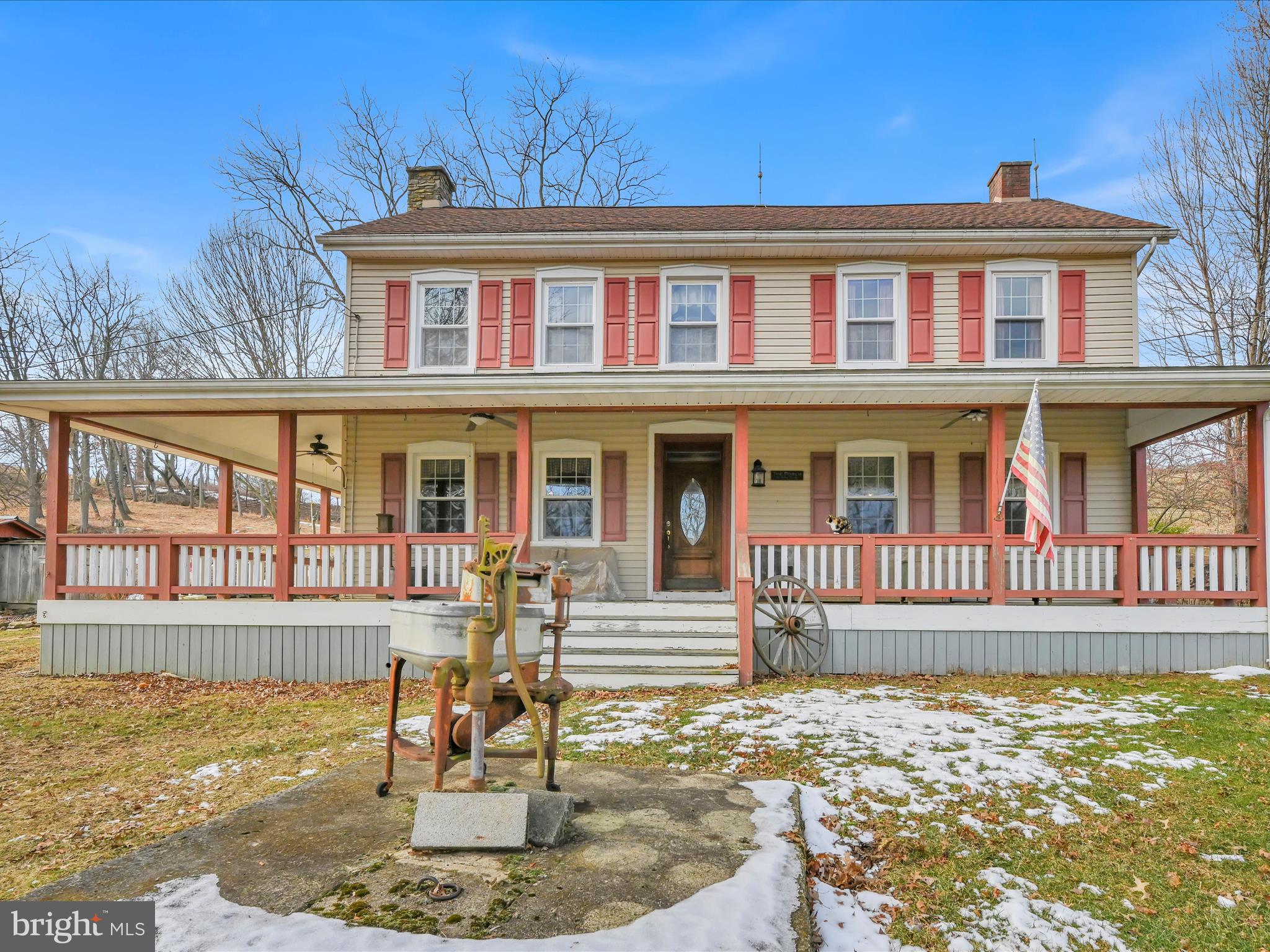 Public Auction Saturday, March 29, 2025 @ 12 noon. Open House Saturday, March 8 & 15 from 1-3 pm. Successful Bidder required a 10% non-refundable deposit. Settlement within 45 days. Buyer pays the 2% RE Transfer Tax. List price does not reflect final Sales price. * Desirable 34.67 Acre Mohrsville/Centerville Farmette, 3100 SF 2-sty Farmhouse. Beautifully decorated with country character, Eat-in Kitchen, DR, Pantry Room, LR w/Fireplace & woodstove insert, Laundry Room/Mudroom w/outside access. 1/2 Bath, Beamed wood ceilings. Upper Level consists of a Primary BR, Primary Bath w/Copper Double Bowl Vanity. 3 add’l! BRs, 2 Full Baths & 1/2 Bath. Full Attic. Wrap-around porch, 38×60 Bank Barn w/Metal siding w/6 horse stalls. Covered paddock area, 12x24 shed. Approx. 12 Tillable Acres & 18 Acres of fenced pasture and stream. Note: If you're looking for a farm to run livestock or horses, don't overlook this property. A nicely situated 34½ acres on a very quiet road with lots of pasture in front of the home with a babbling stream running through it. Eye-catching decor in the home. Move-in condition.