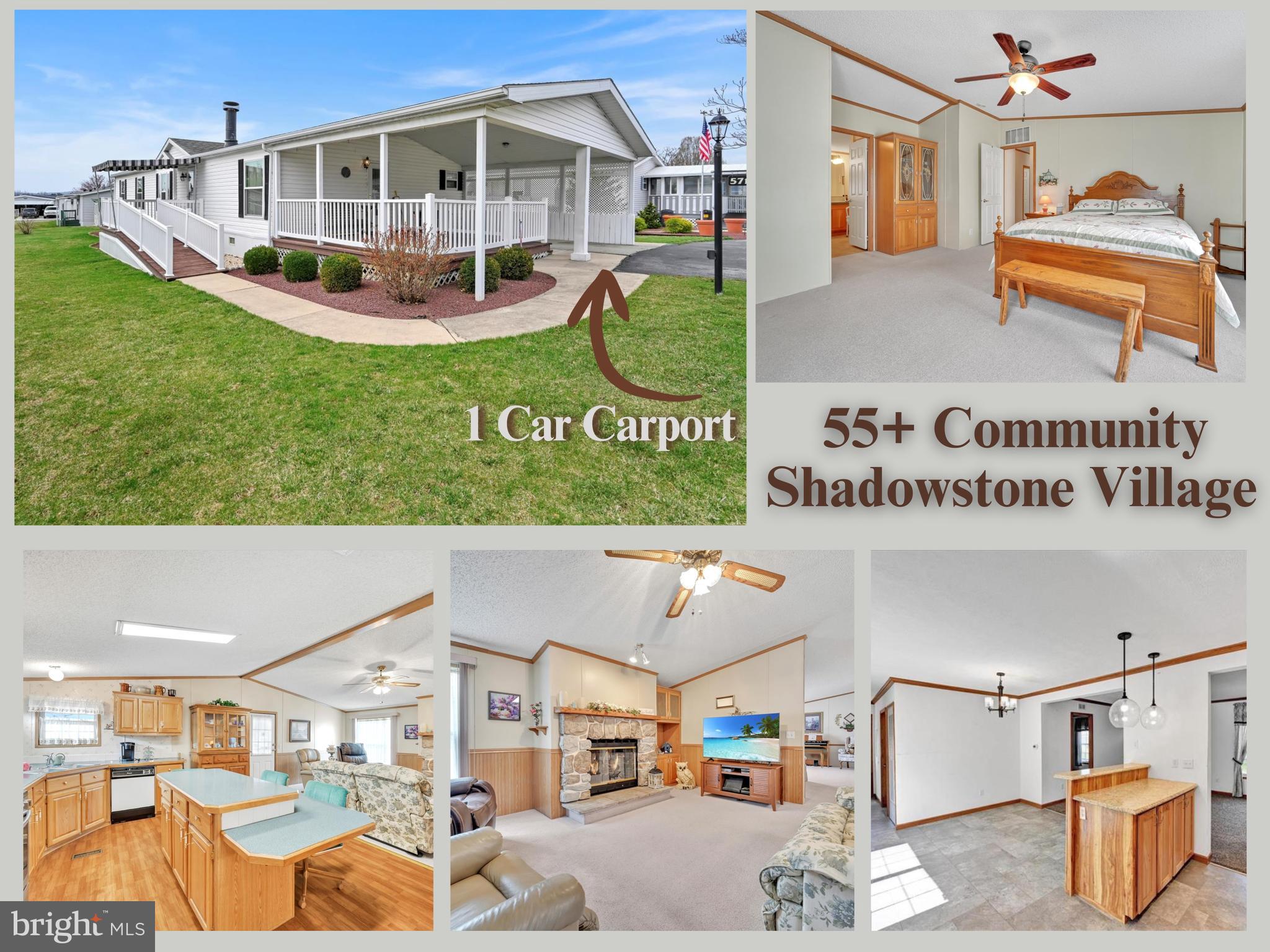 Welcome to easy living in Shadowstone Village, Palmyra’s sought-after 55+ community! This well-maintained 3-bedroom, 2-bath double-wide home offers comfort, convenience, and thoughtful updates throughout.
Step inside to a spacious living room featuring a natural gas fireplace, perfect for cozy evenings. The kitchen boasts ample cabinetry, recently installed appliances (all included), and plenty of prep space. Enjoy natural gas heat and central air—both installed in 2021 and serviced annually for peace of mind.
Outdoor spaces shine with a covered front deck and a side awning-covered patio, ideal for relaxing. The attached 1-car carport plus two additional off-street parking spaces provide plenty of room for vehicles and guests. Ramp access ensures ease of entry.
This move-in-ready home has been lovingly maintained, featuring a roof installed in 2006, insulated skirting with vents, a shed with electric, and newer replacement windows (2019). The hot water heater was replaced in 2009, ensuring continued efficiency.
Enjoy the friendly atmosphere and community amenities of Shadowstone Village while living in a home that’s been cared for and updated for your comfort. Don’t miss this opportunity—schedule your showing today to see this pet friendly home on a quiet cul-de-sac street that offers a nice parking lot for overflow parking for guests.
