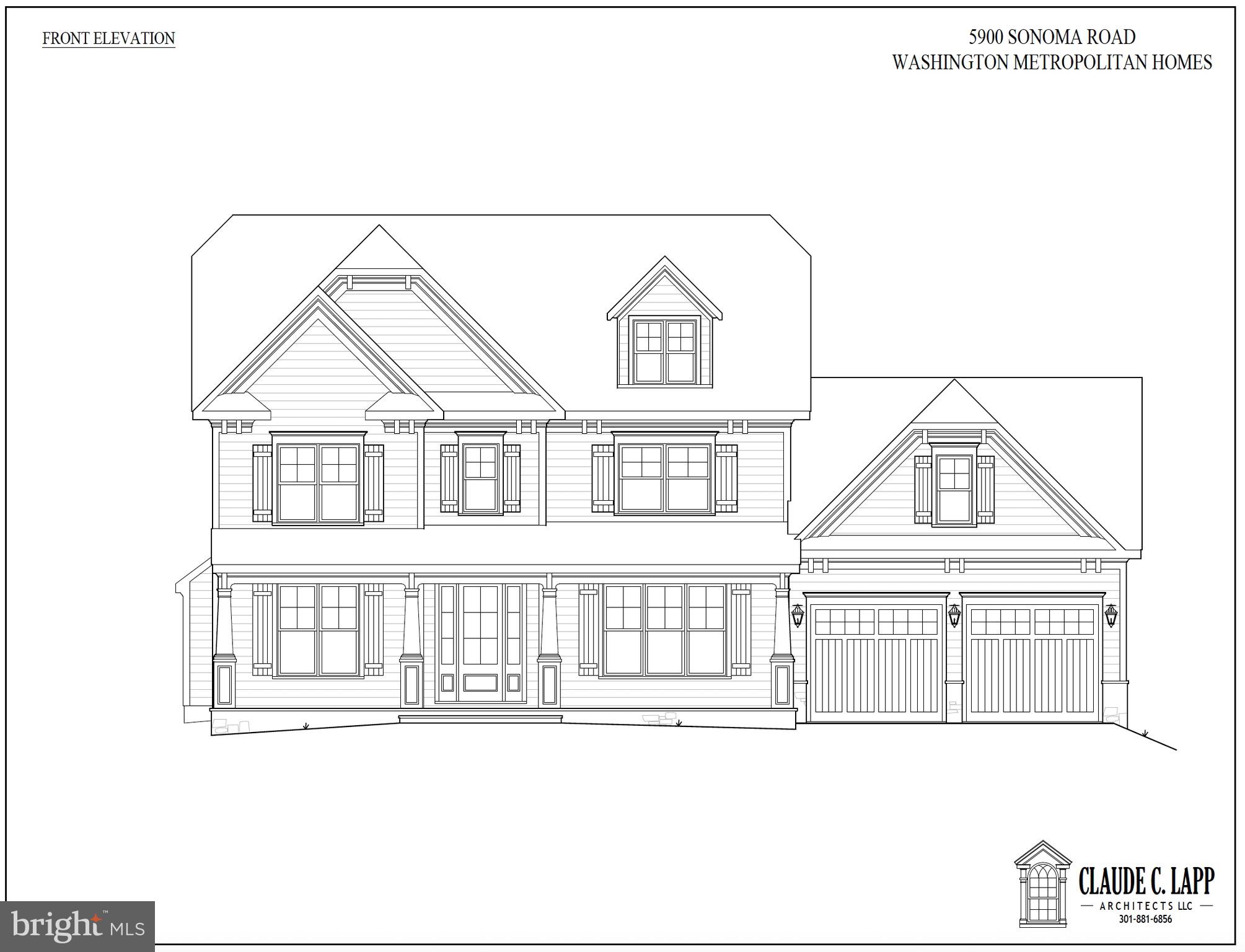 Located at 5900 Sonoma Road, this new home by Bethesda Homes offers an expansive and thoughtfully designed layout across four finished levels. The home's exterior is defined by Hardie plank siding and a welcoming front porch with stone-to-grade accents. Designed by Claude C. Lapp Architects, the interior features 5-inch oak wood floors and custom millwork, including beam coffered ceilings in the family room and breakfast nook. The main level is anchored by a gourmet kitchen equipped with a professional appliance suite featuring a 36-inch Wolf gas range and a 48-inch Sub-Zero refrigerator. This culinary space flows seamlessly into a bright breakfast nook and a spacious family room with a gas fireplace. For more formal occasions, the floor plan includes a dedicated dining room and a foyer with a coffered ceiling, while daily organization is handled by a mudroom with custom built-ins and a nearby scullery. The upper floors provide private retreats for family and guests. The second level features a luxurious primary suite with dual walk-in closets, and a spa-like bath with a freestanding soaking tub. Three additional bedrooms, two full baths, and a convenient laundry room with cabinetry and a sink complete this level. The third floor serves as a versatile loft space, offering a sixth bedroom, a full bath, and a private study — a perfect work-from-home space! The finished basement adds significant living space, including a large recreation room with a bar, dedicated exercise room, and a fifth bedroom with a full bath. High-performance features are integrated throughout, such as a high-efficiency two-zone HVAC system, a 75-gallon gas hot water heater, and a hardwired alarm system. Outdoor living is enhanced by a rear covered porch and a stone patio, providing the perfect setting for relaxation or entertaining. There is still time to select some colors and finishes. Estimated Completion: April 2026