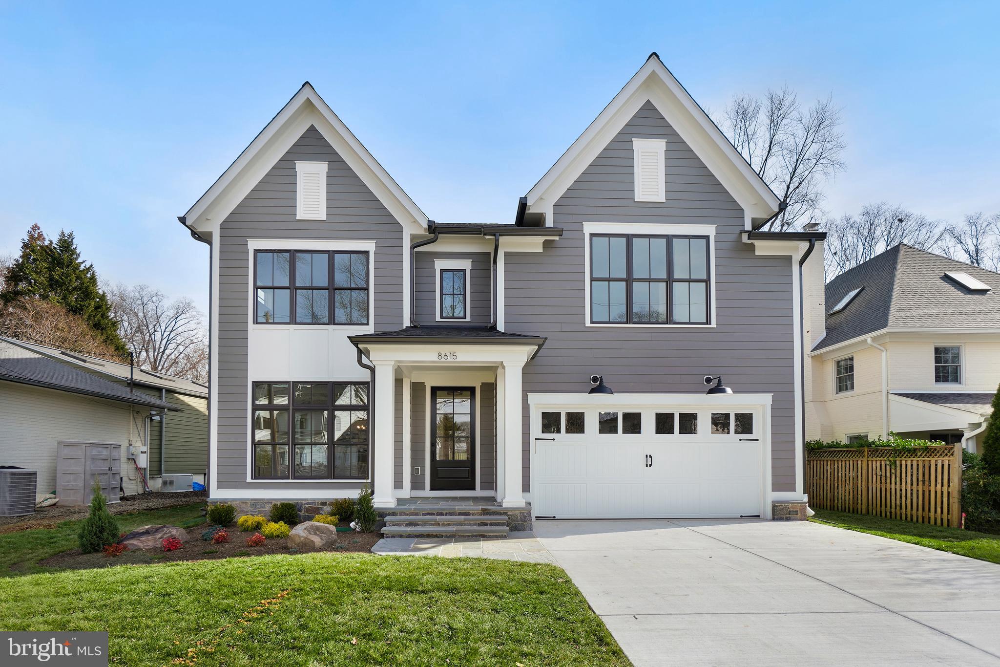 Welcome to 8615 Hempstead Ave a luxurious new build by award-winning Douglas Construction Group, Best Green Builder - Bethesda.  This home includes three finished levels with five Bedrooms, four and a half baths, living room, separate dining room, gourmet kitchen with breakfast area, family room with fireplace, mud room with cubbies, and a sunny command center off the kitchen.  The second floor features the Owners' Suite with two large walk-in closets and a gorgeous spa inspired bath.  There are three additional spacious bedrooms, two full baths and a Laundry Room also on this level.  The finished lower level includes a fifth bedroom, full bath, recreation room, exercise room,  and Utility/Storage Room.  A two car garage and  back porch complete this stately new home.  Located in Bethesda's premiere Broadmoor neighborhood and in the Whitman school cluster make this house your perfect new home.