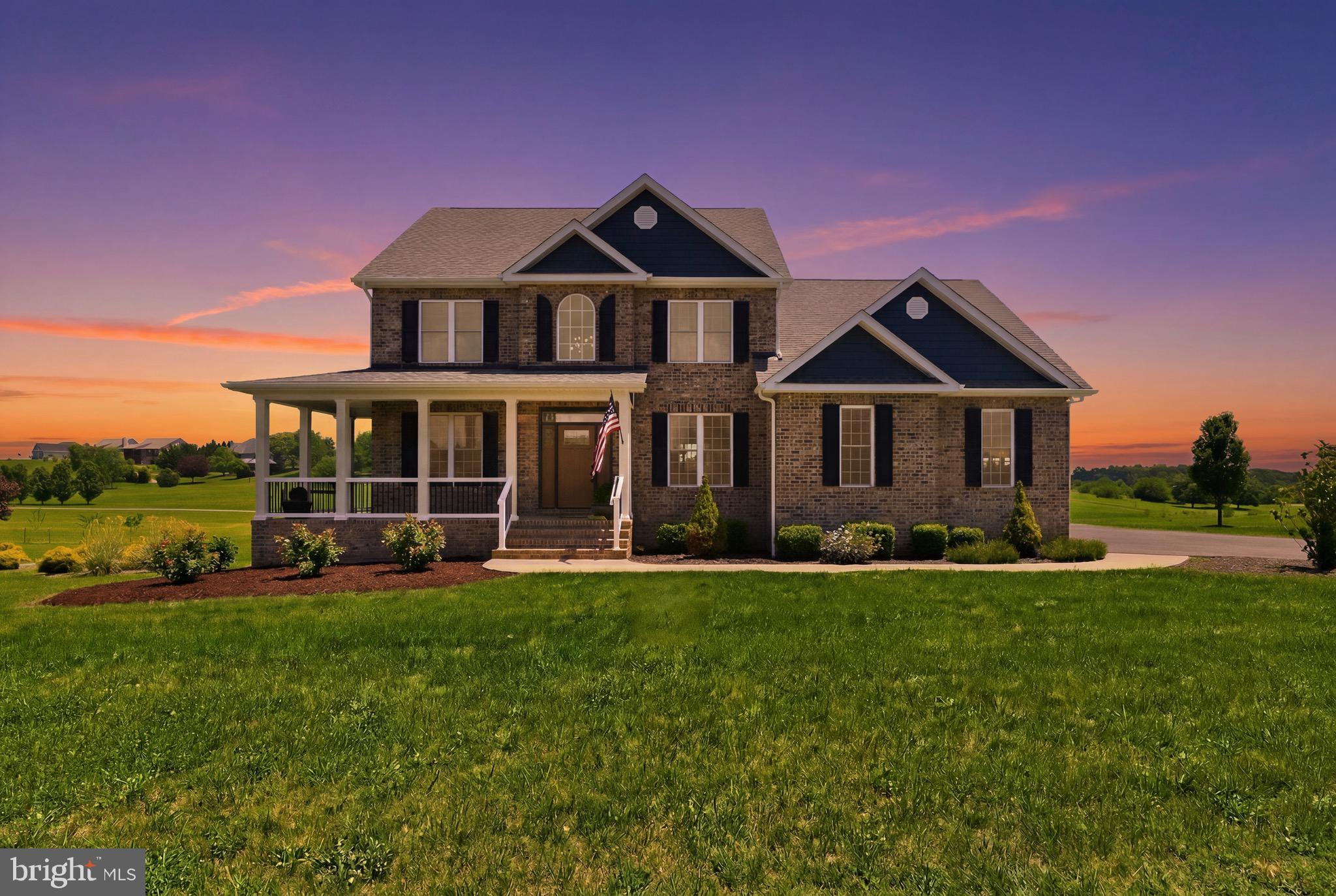 On a tree lined street, where views of Signal Knob Mountain are clear, and rolling pasture and apple orchards surround you, lies a custom Colonial newer construction home that will check all of the boxes. The layout of the home provides 5 bedrooms, an additional office, 3 full baths, and a stunning screened-in deck for quiet evenings, plus a wrap around front porch perfect for watching dramatic sunsets. Multiple flowering trees and evergreens make the curb appeal sing all year round, plus the brand new ProVia fiberglass door and transom window make a grand first impression. Hardwoods run throughout the home, with custom tile in each bathroom, including a gorgeous primary oasis with a giant walk-in shower with rain head & custom make-up/hair station. A stacked stone propane fireplace with floating Local Wood mantel piece anchors the main living space. With a kitchen backsplash that has most guest saying, “I love your backsplash!” and so much counter space, the chefs will be happy. The kitchen is the perfect open concept for entertaining and visiting. Details abound in the dining room with trey ceiling, picture molding, chair rail, and crown molding. All closets are over sized, and the unfinished walk out level basement has a great layout for activities, flex space, and rough-in for future bathroom. Healthy living was thought of here with a whole house Air Scrubber that sanitizes air pollutants & viruses, and a furnace humidifier to keep moisture levels regulated during dryer months. Bi-directional custom blinds were installed to allow for maximum natural light in all rooms while getting to pick your views out. Solar panels are brand new and will ensure that your electric bill is reduced or eliminated while paying a small fixed payment for the panel loan; a true hedge against rising energy costs in the area! Your animal friends will love the wired invisible fence (with 2 collars) too. With the closeness to Sherando Park, Highways 81 & 66, convenience, local eats, and downtown Winchester, the location can’t be beat.