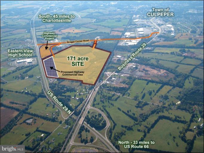 SUBDIVIDABLE 80+/- Acres zoned M1/M2 (Culpeper County) which permits nearly all commercial/industrial uses except for residential housing. Property fronts Rt. 29 bypass, with excellent commercial highway potential. Current main entrance at Bennett  Rd. Public Utilities at site but not distributed! Prime highway frontage acreage plus one 20 +/-acre site, with access to be defined from a separate easement location.