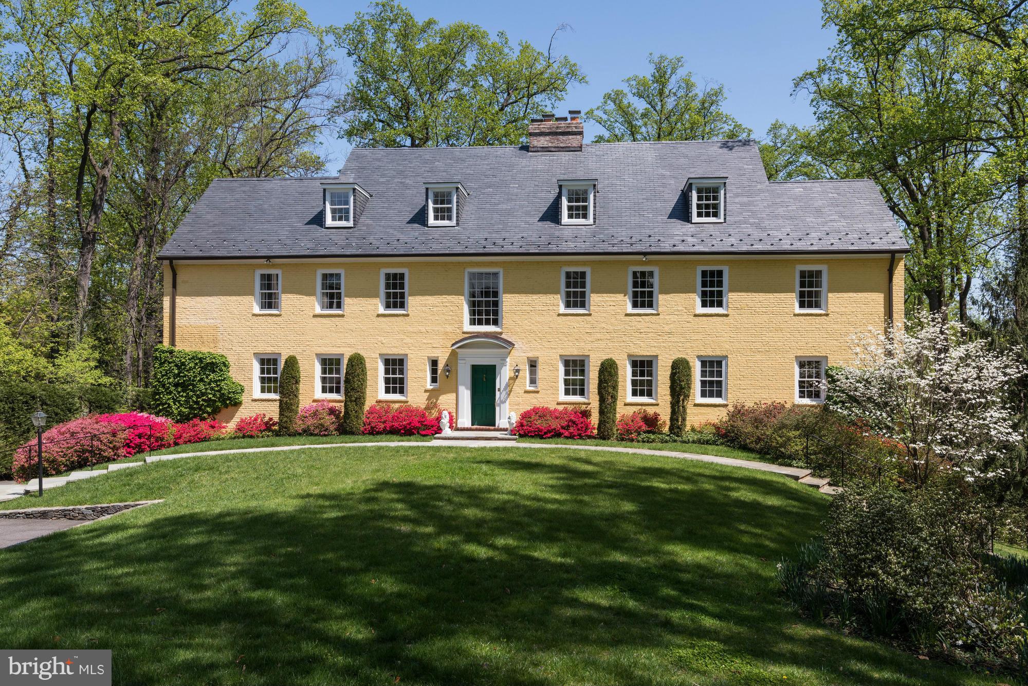 1934 Colonial Manor House sits down a long drive on over 1.5 acres of serene & private gardens. Completely renovated & restored, this house has large, elegant entertaining rooms with tall ceilings, abundant light & sylvan views from every window. 5+ BR with 5.5 baths, Elevator & Pool. May be purchased with additional 1.5+ acre property & house at 2425 Foxhall for 3+ acre compound  Est.sq.ft.:8,100