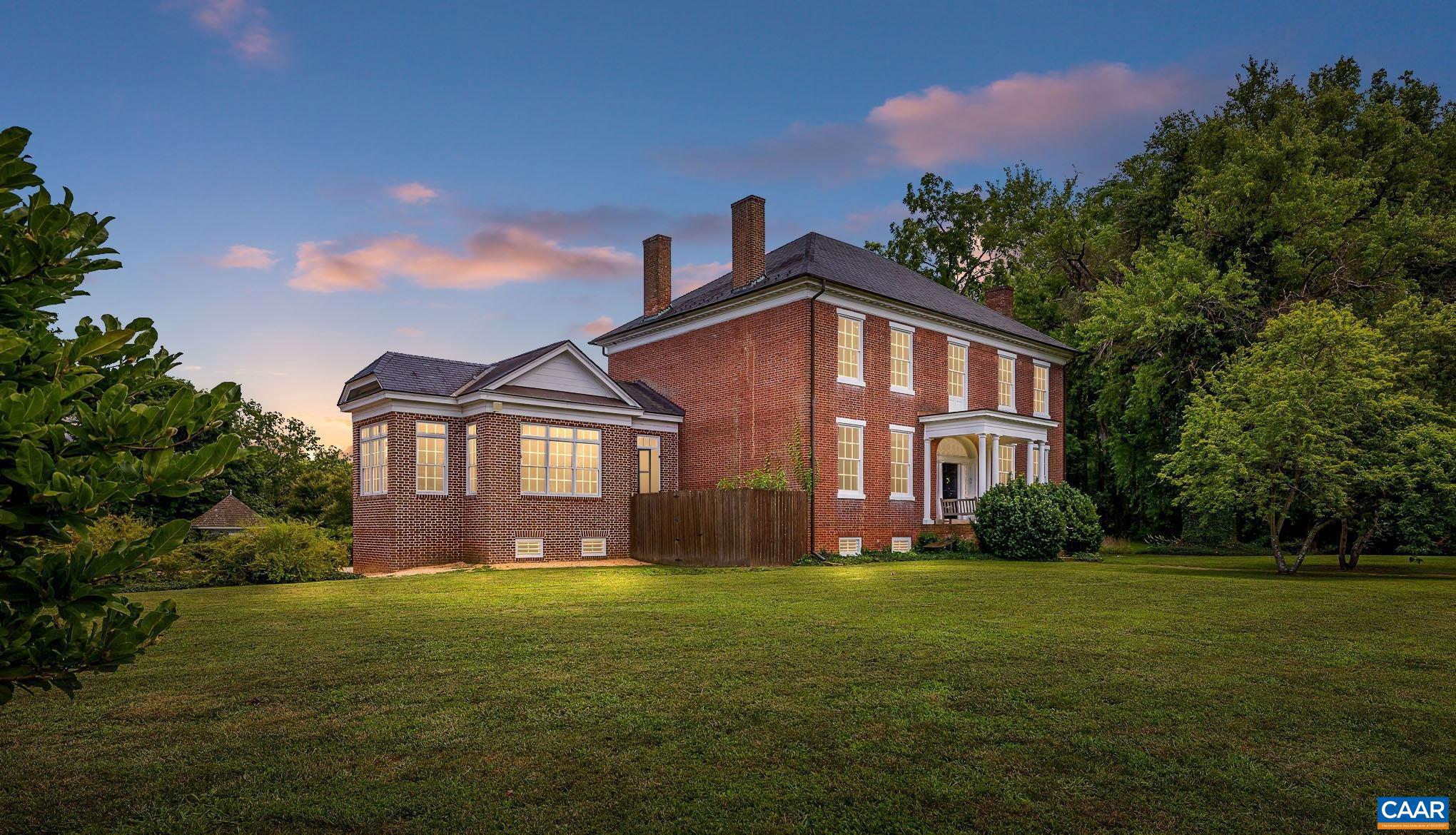 Prospect Hill is a Georgian Colonial brick house built in 1842 by Basil Gordon, a nephew of a wealthy merchant from Falmouth. Situated on a prominent hill overlooking the Rappahannock River Valley, the 70 ac property is just min from Fredericksburg, yet very private. The 5,000 sq ft Flemish-bond brick manor house was completely renovated in 1986 keeping in place all of its original wood work, and heart pine floors. The center hall which measures 10'x38', has floor boards that run the whole length, with no breaks. From the hall the visitor is drawn to the beautiful curved staircase and to the ornate fanned transom over the front door. Also on the first floor, Living rm (18'x20'), Dining rm (16'x18'), Library (16'x18'), kitchen (16'x18'), all with 11' ceilings, and a full bathroom. The current owners added a period matching addition which connects a large family rm through the kitchen. On the second floor there is the master suite, with large bath, two additional bedrms, and a full bath. The partially finished English basement includes an office/bedrm, wine cellar, laundry, utility and storage rooms. Other improvements include a detached 3 bay garage, workshop, kennel, garden sheds, and formal gardens designed by Gordon Chapel.,Fireplace in Bedroom,Fireplace in Dining Room,Fireplace in Living Room,Fireplace in Study/Library