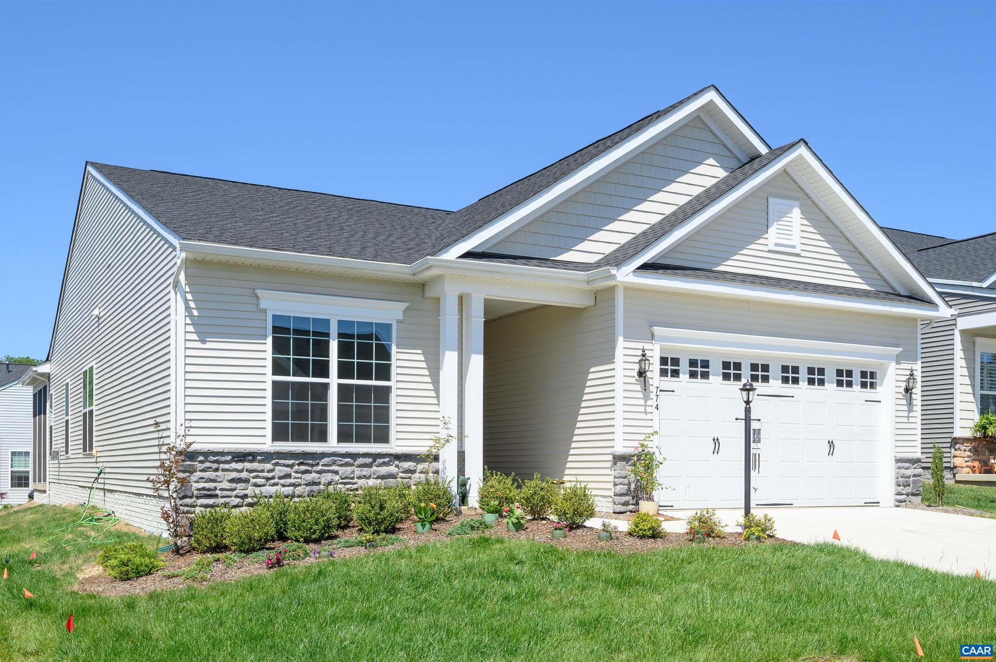 Enjoy effortless one-level living in this beautifully appointed home located in 55 + Community in Central Virginia. Completed just last year, this like-new residence offers a bright, open floor plan with soaring 10-foot ceilings and stylish finishes throughout. The gourmet kitchen flows seamlessly into the spacious great room with a cozy gas fireplace and adjoining dining area, creating an inviting space for both everyday living and entertaining. Step outside to the screened porch?perfect for relaxing with your morning coffee or enjoying quiet evenings. Designed with flexibility in mind, the home features two spacious bedrooms, two full bathrooms, and a private home office that can easily serve as a third bedroom for guests or hobbies. An attached two-car garage adds everyday convenience and ample storage. Residents of this active adult community enjoy exceptional amenities, including a beautifully appointed clubhouse with an indoor pool and spa, a fully equipped fitness center, and a variety of gathering spaces for social events, meetings, and activities. Offering modern design, low-maintenance living, and resort-style amenities, this move-in-ready home is a wonderful opportunity to enjoy the best of Central Virginia living.,Birch Cabinets,Painted Cabinets,Quartz Counter,Fireplace in Great Room