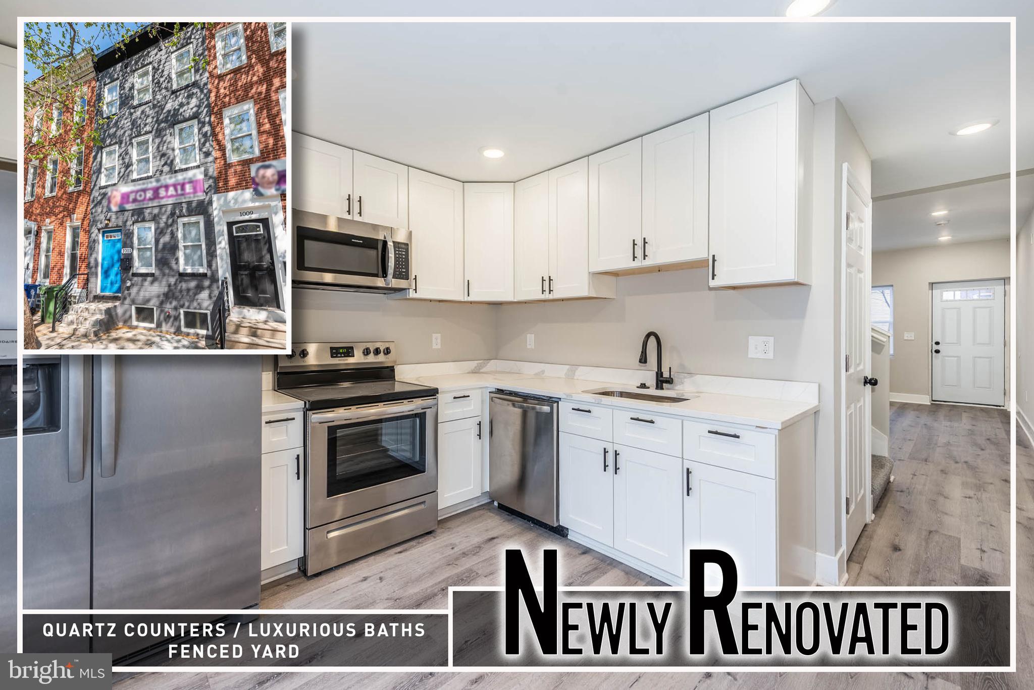 WHY RENT WHEN YOU CAN OWN THIS STYLISHLY RENOVATED ROWHOME offering three finished levels of thoughtfully designed living space and modern finishes throughout. Step inside to discover warm wood flooring and an open, light-filled living area that seamlessly accommodates both comfortable lounging and a dedicated dining space—perfect for everyday living and entertaining alike. The chef-inspired kitchen is a true showstopper, featuring sleek granite countertops, stainless steel appliances, and contemporary cabinetry designed for both form and function.  The second level provides two generously sized bedrooms and a beautifully appointed full bath, creating a comfortable and private sleeping level. The third level is dedicated to an expansive primary bedroom suite, complete with its own full bath, offering a serene retreat with added privacy. The unfinished basement adds valuable storage space and flexibility for future customization.  This home is eligible for the $10,000 Vacants to Value grant and is ideally located just minutes from UMMC, downtown Baltimore, the stadiums, and major commuter routes—making it an exceptional opportunity for first-time buyers or savvy investors. Photos are of a different property featuring the same floor plan and similar finishes by the same builder. Be sure to also explore 1007 N. Mount St. for an alternative layout from this builder.