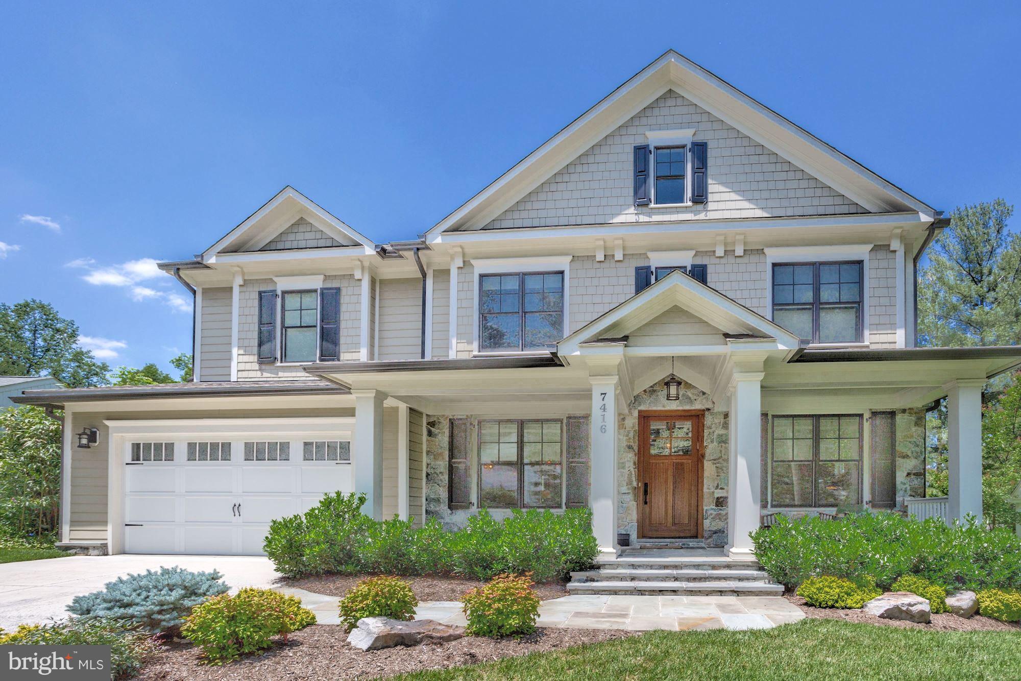 Gorgeous Arts & Crafts Colonial built in 2014 is situated on a level lot in sought-after Ridgewood Village. The home offers 6BR/5.5BA's on 4 impeccably finished lvls, custom built-ins in living/family room, formal dining, gourmet eat-in kitchen w/access to covered extended deck, incredible owner's suite w/tons of closet space, rec room w/bar, 2-car garage + driveway, & tons of yard space! BY APPT.