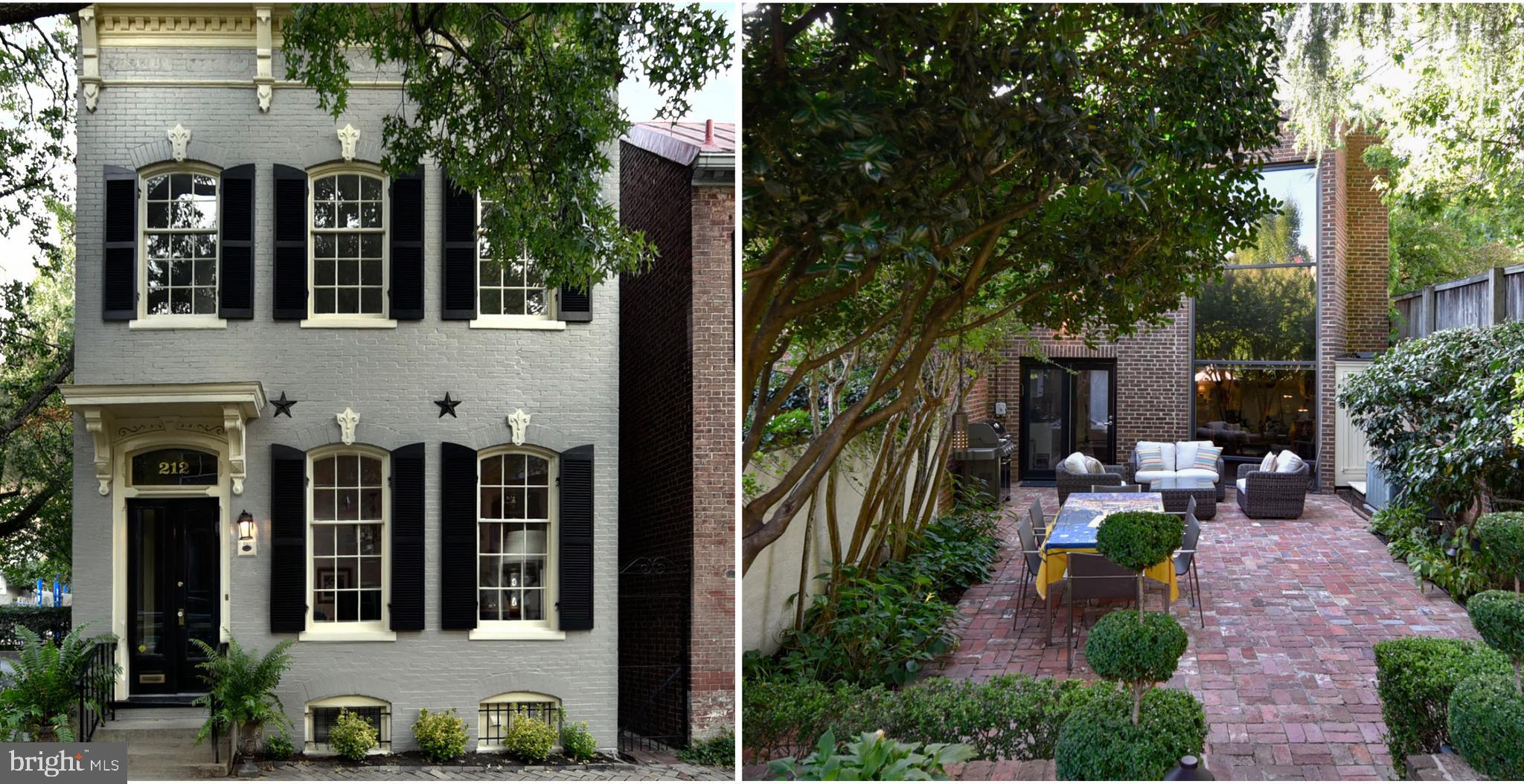 $200K in UPGRADES AND IMPROVEMENTS IN THE PAST 4 YEARS!212 S Royal - Uniquely historic and modern, with the best of both worlds.  The character and charm of its past:  impressive exterior, high ceilings, crown moldings, tall windows, pine floors and two fireplaces -- with a contemporary flair:  state-of-the-art kitchen (SubZero, Bosch, Miele), skylights, a 2-story glass wall, surround sound and dramatic lighting.  Come home to your Old Town Oasis in the heart of the historic southeast quadrant. If you missed the 2018 Historic Homes Tour, this is your chance to visit this exquisite Victorian-Era home. Lot # 67, one of Alexandria's original 84 numbered lots, was laid out by surveyor John West, Jr. with the assistance of 17-year-old George Washington.  Architecturally of the late Federal Period, this sophisticated home has evolved over the years to the glamorous residence that it is today.  As you enter through the vestibule you will be welcomed by the sunny living room, separate dining room, comfortable family room, breakfast area and stunning remodeled kitchen.  On the second level, the light-filled owners' suite overlooking the courtyard has two pristine baths, a sitting/dressing room, built-in cabinets and closets galore.  Two guest rooms, a cedar closet and full bathroom complete this level.  The unfinished basement offers plenty of storage. For those that enjoy gardening or entertaining, the expansive tiered garden will capture your heart!  Fully fenced, bricked and beautifully landscaped with outdoor speakers and lighting...perfect for relaxing, socializing and dining.  Located within 2 blocks of King Street, you are steps from fine food and wine, the farmer's market, boutique shopping, art galleries and the banks of the Potomac River.  SHOWN BY APPOINTMENT ONLY.  Garage PARKING available on a monthly basis - 3 minute walk away.