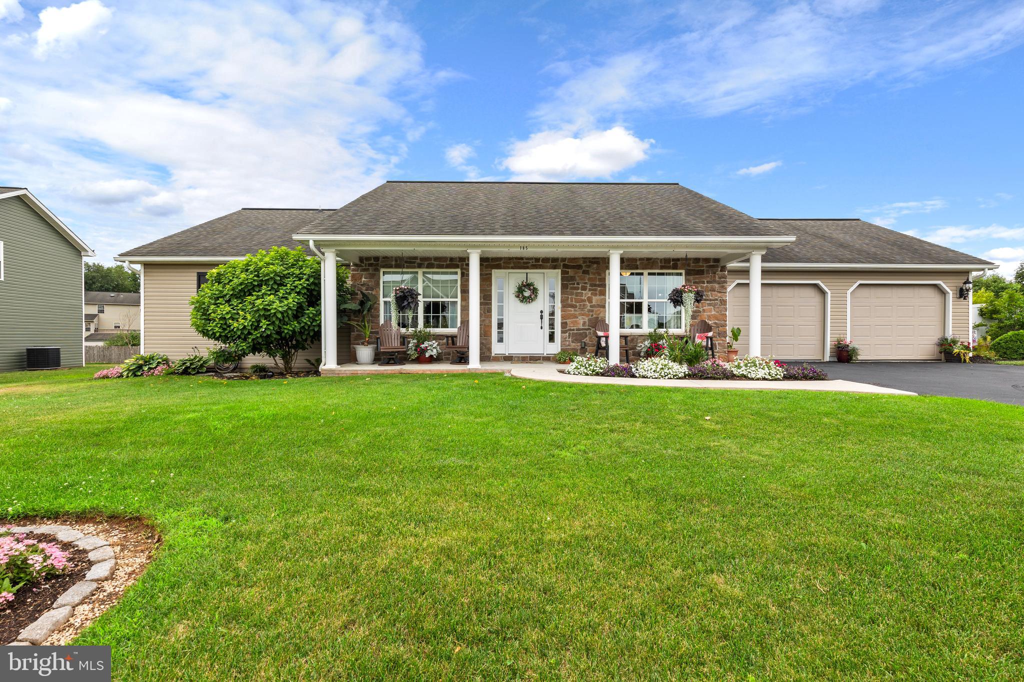 Welcome home to 185 Masters Dr, a bright, modern single-story retreat built in 2019 and ready for its next chapter. The open floor plan is flooded with natural light and anchored by vaulted ceilings that make every room feel spacious and airy. No HOA for this desirable neighborhood.

The heart of the home is a sleek, modern kitchen with a cozy breakfast nook, flowing seamlessly into a large family room warmed by a propane fireplace, perfect for both everyday living and entertaining. Also has a separate living room or potentially can be used as a dining room. Three bedrooms and two bathrooms round out the main level, including a serene primary suite with private doors leading directly to the rear patio.

Downstairs, a large unfinished basement offers a blank canvas, ready for you to design the rec room, gym, or home theater you’ve been dreaming of. An oversized double garage provides plenty of room for vehicles, storage, and gear.