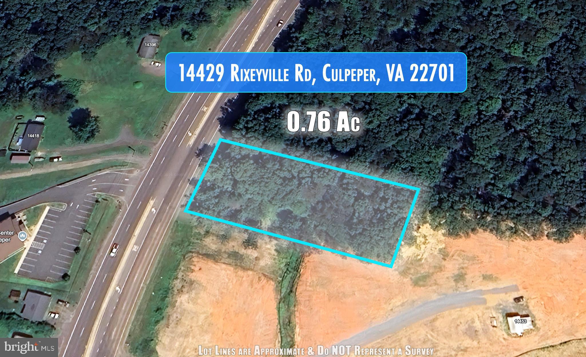Build your dream home on this prime residential homesite in the heart of Culpeper County! Located at 14429 Rixeyville Rd, Culpeper, VA 22701, this spacious 0.76-acre parcel offers an exceptional opportunity for builders, investors, or future homeowners seeking the perfect blend of country charm and modern convenience. Previously improved with a home, this mostly flat lot already offers access to public water and city sewer, making the building process even more convenient and cost-effective.
Surrounded by established single-family residences, this property is ideally situated for someone looking to create a custom home in a peaceful yet growing area. With over three-quarters of an acre, there is ample space for a beautiful home, outdoor living areas, gardens, detached garage, or additional recreational space.
Culpeper continues to be one of Central Virginia’s most desirable places to live, offering small-town charm with easy access to Northern Virginia, Charlottesville, and Fredericksburg. Residents enjoy nearby shopping, dining, local wineries, breweries, parks, hiking trails, and the vibrant historic downtown Culpeper district. Outdoor enthusiasts will appreciate proximity to the Blue Ridge Mountains, Shenandoah National Park, and countless recreational attractions.
The area is served by Culpeper County Public Schools and is conveniently located near everyday amenities while still maintaining a quiet residential atmosphere.
With new construction homes in Culpeper County commonly selling from the upper $400,000s to over $600,000+, this property presents an outstanding opportunity to build equity and create lasting value in a steadily growing market. 
APN: 31----70
Lot Size: 0.76 Acres
Zoning: Residential
Utilities: Public Water & City Sewer Available