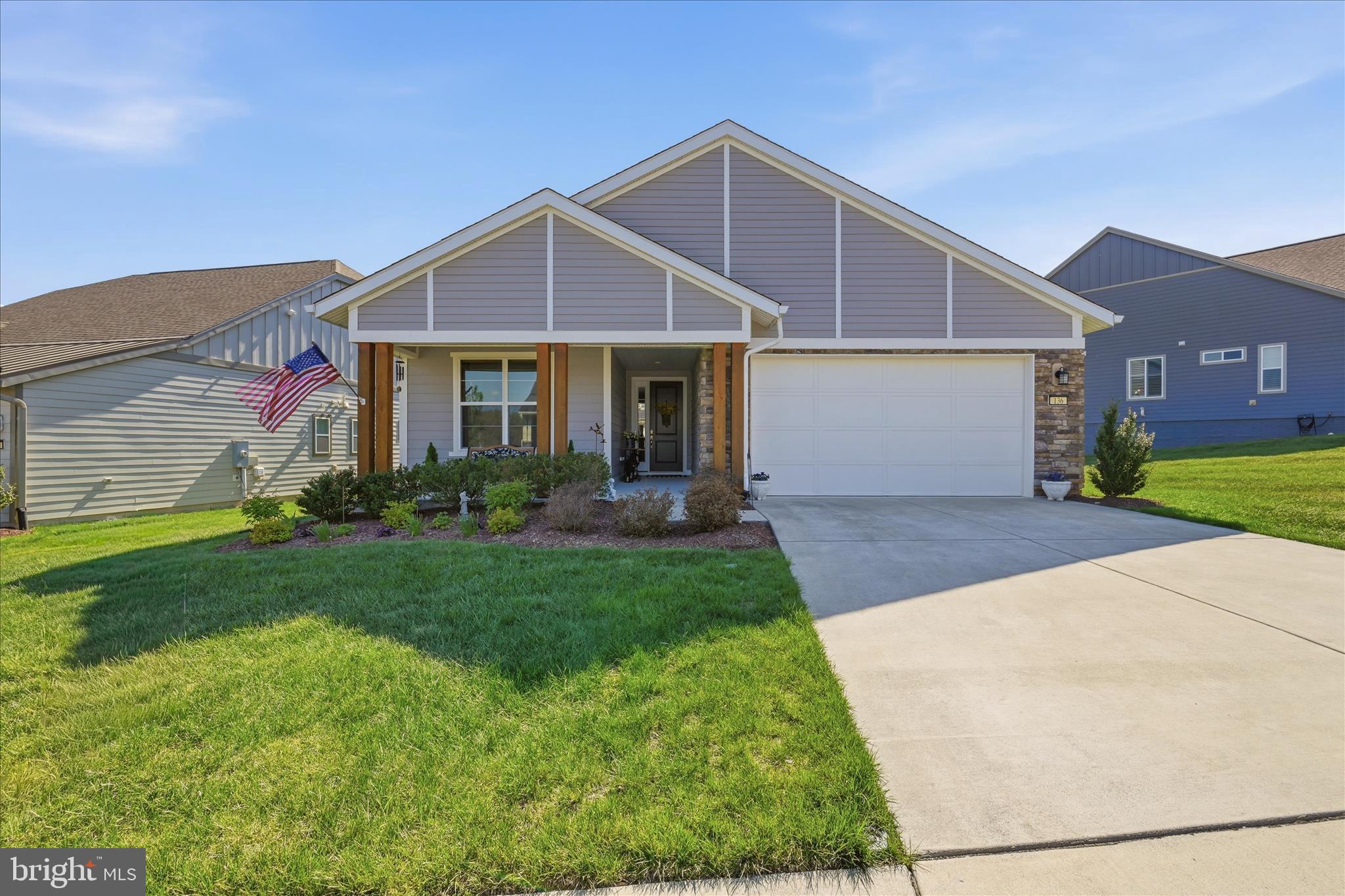 ****IMPROVED PRICE****Welcome to 136 Mallard Dr on a quiet street on the restaurant side  in the 55 and up section of the prestigious Lake Frederick.  This home features the Nice floor plan with  a covered front porch to enjoy a cup of coffee or tea and a covered rear porch to enjoy the bluebirds  and humming birds.  At 2089 square feet you will find rooms that are large and welcoming. An extra room offers flexibility of a den, office, or a third bedroom.    A large laundry room with sink and Maytag front load washer and dryer on drawer pedestals has space to put your personal touch on offering even more flexibility for a hobby and craft room. The extended garage offers space for workbench and tool area and long enough to open the hatch on a SUV with the garage door down! A walk in pantry is an added feature of larger floor plans. An additional storage area offers  place to store your beloved treasures and Holiday decorations.  A large guest bathroom offers a large soaking tub and extended vanity as well as a linen closet. The kitchen is a chefs dream with a microwave and oven combination, a gas cooktop, dishwasher, disposal as well as another panty cabinet.  An extensive 8 foot island is ready for entertaining your neighbors, family and friends.  A large primary suite offers two separate vanities and a storage cabinet with floating shelves above, a large shower with a seat and dual shower heads.  A frameless glass door makes this a spa like experience.
A large walkin closet offers even more space for clothing and storage.  This home offers one level living with no stairs, all engineered hardwood floors and ceramic tile with NO carpet. Also available is a security system, irrigation, water softener and an instant natural gas water heater. Constructed of stone and hardiboard siding with extra blown in insultion is not only built well
By Shea Homes but is energy efficient too. The utility room is easy to access as you come in from the garage. No need to assess the attic or upstairs to service the updated Carrier furnace. Included is a one year maintenance service contract for the heating and air conditioning.  136 Mallard offers a lifestyle free of home maintenance giving time for the many activities offered in this community.  Enjoy kayaking on the lake, biking or walking on many paved trails. A gym with an indoor pool  and a seasonal outdoor pool offers many opportunites to stay active. The community offers many activities from games, movies, concerts to gardening, woodworking and craft activities. The on site restaurant offers outdoor dining with a view of the lake. The community takes care of lawn mowing,  mulching,  fertilizing, snow removal and trash and recycling pick up.  Adventures await!  Located in the beautiful Shenandoah Valley with State and National parks nearby, in close proximity near I-66 and Northern Va as well as colleges, University and several festivals.  Come and take a look for yourself!  You might find 136 Mallard Drive not too small or too big but just the right size for this next season of your life.