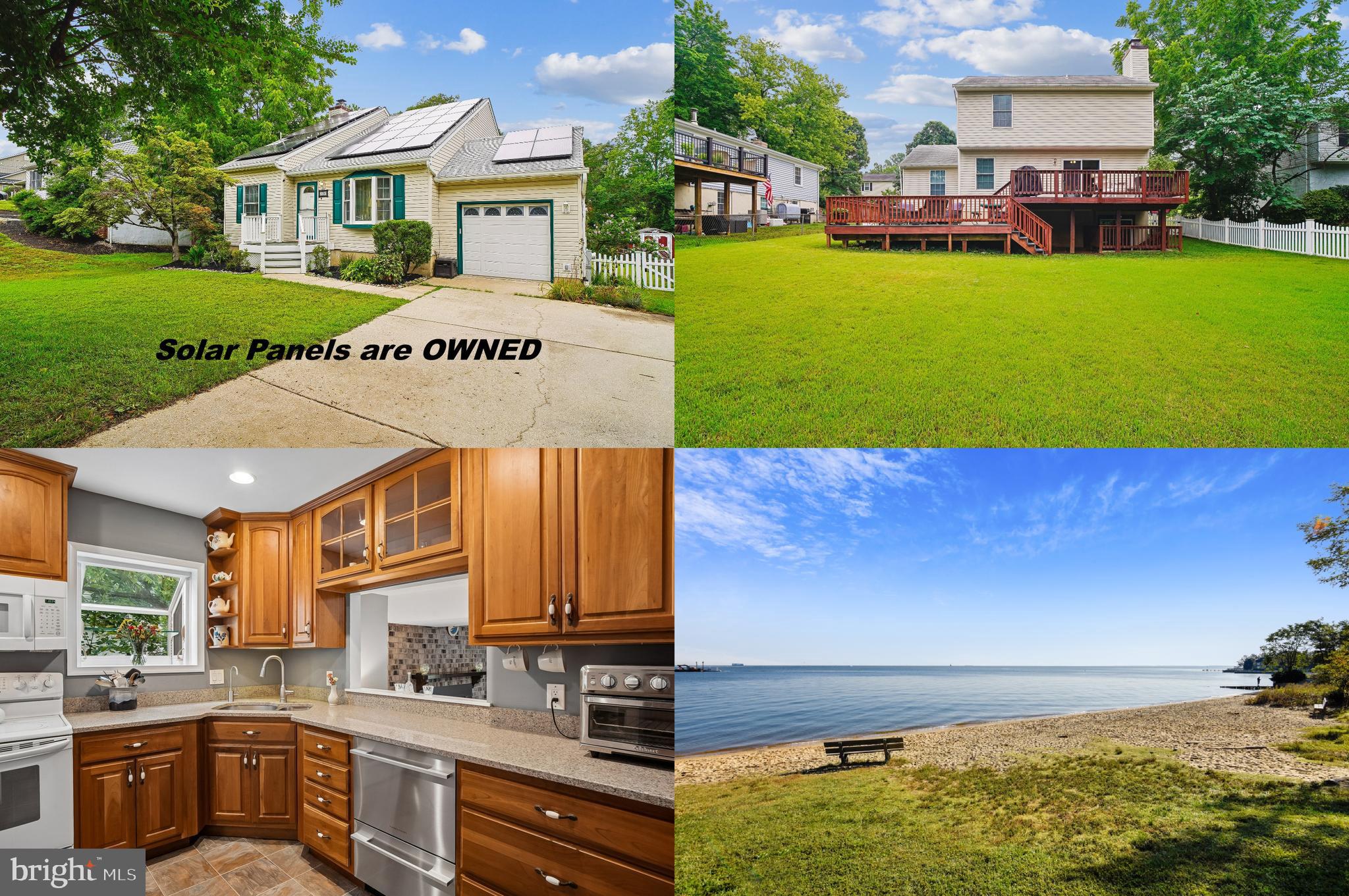 Welcome to this beautifully updated and meticulously maintained home in the highly sought-after water-privileged community of Cape St. Claire! Offering the perfect blend of comfort, style, and energy efficiency, this move-in-ready gem features an updated kitchen, an expansive primary suite with an enlarged spa-like bath, a cozy family room with a fireplace, a finished walk-out lower level, a multi-level deck, a one-car attached garage, and OWNED solar panels. Rich Brazilian chestnut engineered flooring (2019) flows throughout the living room, dining room, entry, staircase, and upper-level hallway. The thoughtfully designed kitchen is sure to impress with 42-inch cherry cabinetry featuring pull-out pantry drawers, built-in spice rack, glass display cabinets, crown molding, stainless double-drawer dishwasher, double-door refrigerator with icemaker and water dispenser, and range with convection oven and warming drawer, greenhouse window, plus a double-bowl sink and convenient instant hot water tap. Retreat to the expansive primary suite, complete with a large walk-in closet with a custom California Closet system and a luxurious spa-inspired bath featuring a double sink vanity with ample cabinetry and an oversized multi-head tiled shower. The inviting family room is centered around a cozy fireplace, while the vaulted-ceiling living room creates an open, airy atmosphere ideal for everyday living and entertaining. The finished walk-out lower level provides exceptional flexibility with ample space for a recreation room, guest suite, and home gym or office area, and includes a sliding glass door leading to the backyard. Step outside to the multi-level deck overlooking the level backyard—an ideal setting for outdoor dining, entertaining, or simply relaxing. The lower deck is even reinforced and wired for a hot tub. Additional updates and features include replacement windows throughout the main and upper levels, a water heater replaced in 2019, a foam-insulated attic for enhanced energy efficiency, and a well-maintained heat pump that has been serviced under a maintenance contract. Unlike many homes in Cape St. Claire, this property is connected to public water, an added benefit. Even better, the OWNED solar panel system helps reduce electric costs while generating valuable solar credits. For added peace of mind, a one-year Assurant Home Warranty is included. Enjoy all the exceptional amenities Cape St. Claire has to offer, including community beaches, boat ramps, fishing piers, playgrounds, parks, a clubhouse, and year-round community events. The home is also conveniently located near Cape St. Claire Elementary School, Broadneck High School, the Broadneck Library, grocery store, shops, restaurants, and RT 50 for easy access to Annapolis, Ft. Meade, Baltimore, D.C., and BWI Airport. This exceptional home truly offers the complete package—generous living space, thoughtful updates, energy-efficient features, and an unbeatable Chesapeake Bay lifestyle. A must-see! Please note: Pool club requires separate membership and fees. Waitlist exists for community slips and requires additional fees. Cape St. Claire is a Special Community Benefit District (see other fee, which is already included in real estate tax bill).