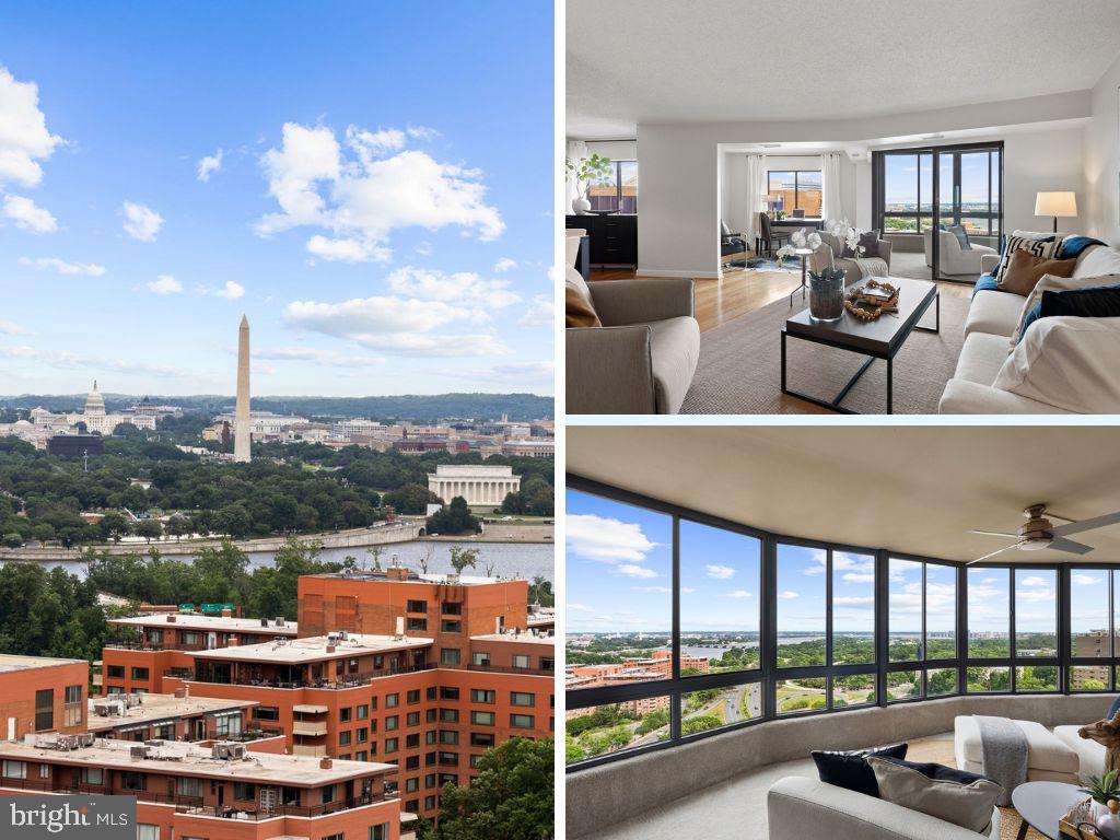 Offered for the first time since The Belvedere was built, this is arguably one of the most extraordinary condominium views in the Washington region. Originally selected and owned by one of the building's architects, this residence was chosen for what many would consider the finest vantage point in the community. From sunrise to the sparkling city lights at night, the panorama unfolds like a living masterpiece—The Capitol, Washington Monument, Lincoln Memorial, Jefferson Memorial, Potomac River, Iwo Jima Memorial, Air Force Memorial, and miles of open sky stretching beyond. It is a view that inspires, calms, and rewards every single day. Updated windows are already in place, allowing the next owner to simply enjoy the view. The sought-after floor plan offers bright, open, and highly functional living spaces, while the enclosed balcony creates valuable year-round living space and an unrivaled setting from which to enjoy the scenery in every season. The updated kitchen features stainless steel appliances, cooktop, double ovens and brand new quartz countertop, while the generous dining room, spacious living room and separate library provide exceptional flexibility for entertaining, working, or simply taking in the view. The expansive primary suite enjoys direct access to the balcony, breathtaking vistas, a large walk-in closet, and a spacious bath. Two oversized garage parking spaces, conveniently located near the elevator, and an exceptionally large storage room convey. Residents enjoy newly renovated common hallways and resort-style amenities including a pool, fitness center, yoga and weight rooms, party room, tennis & pickle-ball courts, convenience store, guest parking, car wash, and 24-hour concierge. Just minutes on foot to Rosslyn Metro, Georgetown, shopping, sports clubs, quality restaurants, trails and parks. Opportunities like this are exceedingly rare—a home with a view so remarkable it transforms the experience of everyday living. Make your showing appointment today!