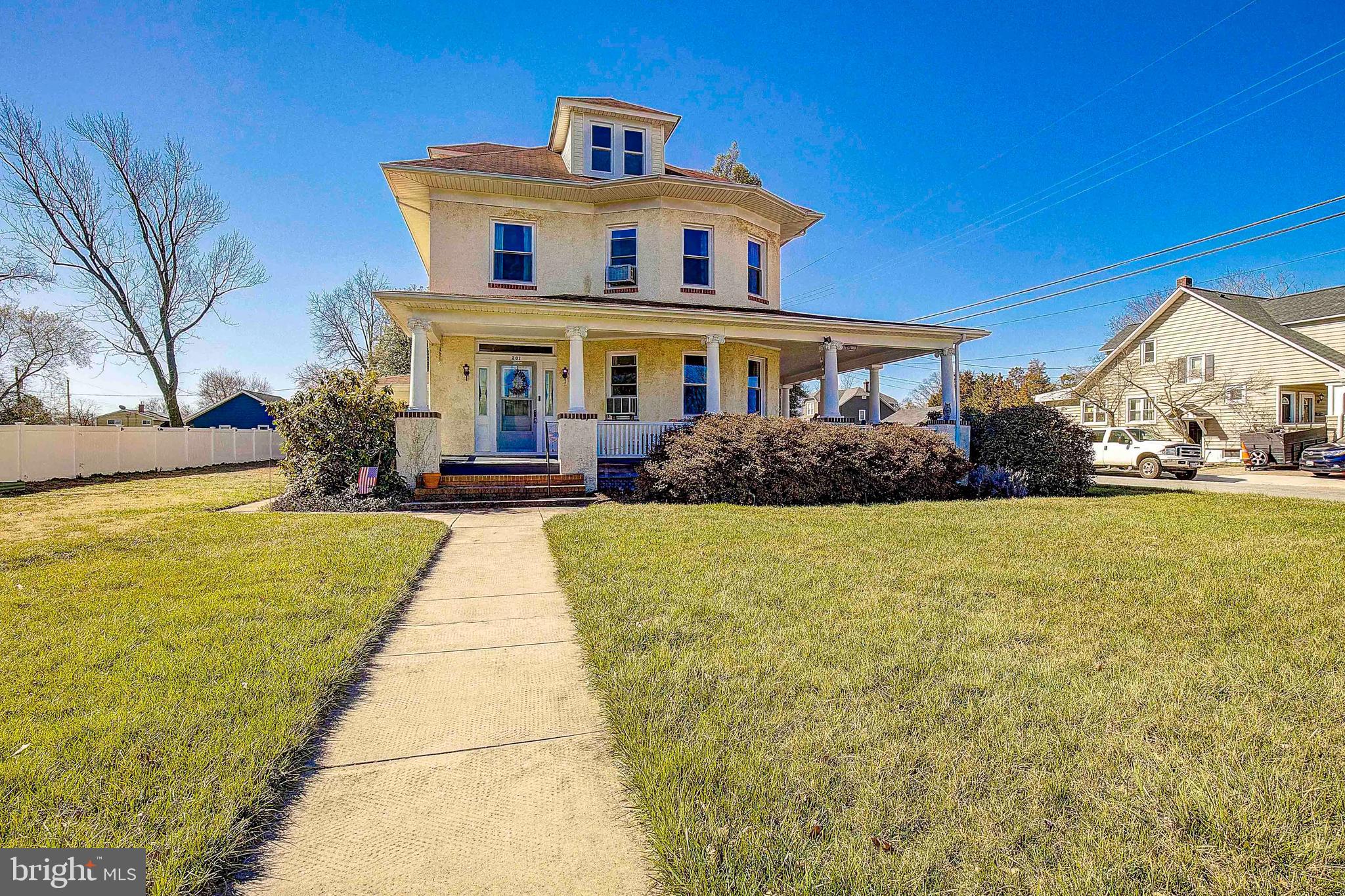 Beautiful Victorian home in the heart of Glen Burnie. This home is situated on a nice corner lot.  The first thing you will notice is the grand wrap around porch.  The long driveway is beautifully stamped concrete. Upon entry you will notice the 9ft tall ceilings and rustic hardwoods throughout.  The large living room opens up through French doors into a picturesque dining room.  The kitchen features lots of cabinet space.  Upstairs you will find four bedrooms.  The home features a large attic, ready for finishing.  This could be bonus living area.  The original charm of this home has been maintained through crown molding, chair railings and 12’’ wooden trim.  The windows were replaced in 2017.  The basement makes the perfect storage space.  The home has a large yard and comes with a storage shed and plenty of parking. Great opportunity to own a single family home in Glen Burnie.