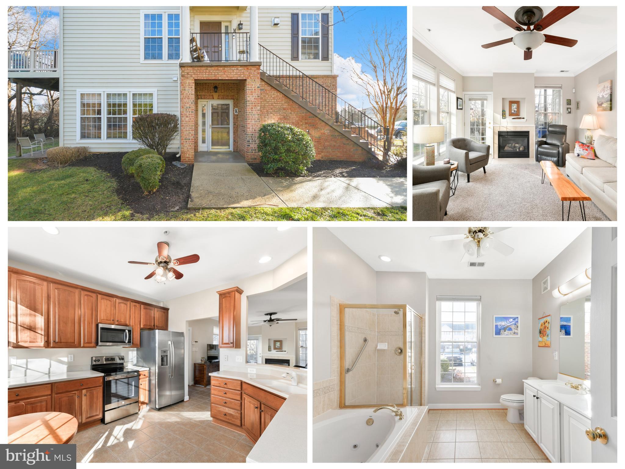 This immaculate, GROUND LEVEL, end unit condo with no city taxes is just a short walk to Ballenger Creek Park!  Perfectly located in the Ballenger Crossing neighborhood, backing to trees for privacy, you’ll find 9’ ceilings and over-sized windows for an abundance of natural light.  The eat-in kitchen offers plenty of cabinet space, stainless steel appliances, Corian countertops, ceramic tile floor and recessed lighting.  The living area includes a cozy gas fireplace and access to the patio and exterior utility/storage closet.  The large en-suite primary bath includes a jetted soaking tub, double sinks and linen closet.  The additional details seal the deal with closet organizers, custom blinds, upgraded bathroom lighting, ADA compliant door widths and a full-sized washer and dryer.  Conveniently located to shopping and commuter routes - a true gem!  HVAC (2023), Oven (2023), Fridge (2020)