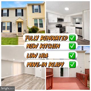 Welcome to this stunning, fully renovated two-level, 2-bedroom townhome w/ 1 full bath and 1 half bath—in the highly desirable Oak Pond community! Just a short walk to Allen Pond Park, minutes to Bowie Town Center for shopping, dining, and entertainment this home offers exceptional convenience for commuters and everyday living and gives you access to major routes to Annapolis, Washington DC, Baltimore, College Park and more.   The fully renovated kitchen is a showstopper, complete with brand-new cabinetry, quartz countertops, and stainless steel appliances.  The main level features a newly renovated half bath with a new vanity and a versatile sitting area or a spacious TV room, complete with your OWN fireplace!  —The main level showcases new luxury vinyl plank flooring, fresh paint, and a bright open-concept living space. Step directly from the kitchen onto a nice-sized deck—ideal for sipping your coffee in the morning or enjoying summer sun. Upstairs, you’ll find two freshly painted bedrooms with brand-new carpet and one fully renovated bathroom featuring a new vanity with modern finishes and style. This move-in-ready gem combines modern comfort with elegant upgrades throughout—all in an unbeatable location. This property has it all!!