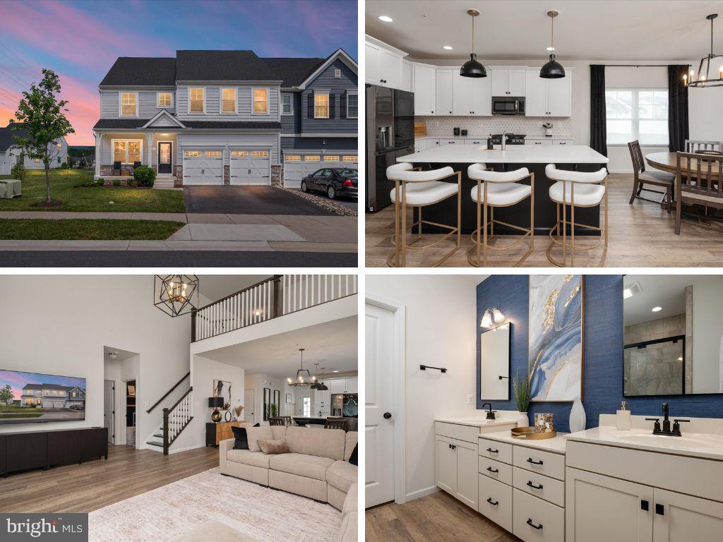Thoughtfully Curated Designer Inspired Morgan Heritage end-unit villa offers 3 bedrooms, 3 full baths, 1 half bath, over 4,400 sq. ft. of luxury living space, and a 2-car garage in the Highly sought-after Kellerton community!  The main level features luxury vinyl plank flooring, a study/office, designer lighting and paint, and a beautiful kitchen with premium black stainless steel appliances, an eat-in island, upgraded cabinetry, quartz countertops, and a custom backsplash. The kitchen flows into the dining area and impressive 2-story family room.  The first-floor primary suite includes a private ensuite with dual vanities, a tiled walk-in shower, and a generous walk-in closet. The laundry room is conveniently located just steps from the primary suite. A designer half bath, garage access, and basement access complete the main level.  Hardwood stairs lead to the upper-level loft overlooking the family room below. This level includes a full hall bath, hall closet, and 2 additional bedrooms, including one with a private ensuite. Both bedrooms feature walk-in closets.  The lower level offers a bright, spacious flex area perfect for a rec room, game room, theater room, or home gym. You will also find over 1,000 sq. ft. of unfinished space ready for your custom build-out, complete with a bathroom rough-in and egress window.  Kellerton offers amenities for every lifestyle, including a resort-style Olympic-sized pool, walking trails, tot lot, athletic fields, dog park, and modern farmhouse-style clubhouse with fitness center, community room, dog wash, patios, fire pit, and more. Just steps from the community center is Kellerton City Park, featuring walking paths, a tot lot, basketball court, and pavilion. Minutes from Historic Downtown Frederick's vibrant dining, shopping, entertainment, and year-round events, with convenient access to the MARC Train and less than an hour to Washington, D.C. and Baltimore, making this an exceptional place to call home.