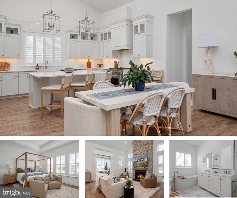 Welcome to luxury coastal living in the highly desirable Four Seasons at Kent Island 55+ community in Chester. Built in 2025, this practically new home offers the perfect blend of elegance, comfort, and convenience — without the wait for new construction.

Ideally situated on coveted Kingfisher Lane, this exceptional Tuscaloosa model offers over 3,200 square feet of beautifully designed living space with 5 bedrooms and 4.5 baths. The upgraded stone-and-shake exterior creates stunning curb appeal, while the covered front porch offers peaceful peek-a-boo water views — the perfect place to enjoy your morning coffee at sunrise.

Inside, the open-concept main level showcases a thoughtfully upgraded interior with classic cabinetry, glass display cabinets, and professional-grade GE appliances in the kitchen. The spacious living area is anchored by a dramatic stone gas fireplace, while custom wall detailing and molding upgrades in the foyer and primary suite add warmth and sophistication throughout the home. Norman shutters on every window, upgraded carpet with premium padding, and carefully selected finishes elevate every room.

The main-level primary suite offers a private retreat with elegant trim details and a spa-inspired en suite bath featuring a luxurious soaking tub designed for relaxation.

Additional upgrades include a screened porch for outdoor enjoyment, epoxy garage flooring, painted garage walls, and a dedicated EV charging station for modern convenience.

Located just a short distance from the community dog park, playground, pickleball and tennis courts, and the state-of-the-art clubhouse, this home offers not only exceptional design but also an unmatched lifestyle. Residents of Four Seasons at Kent Island enjoy resort-style amenities including indoor and outdoor pools, a fitness center, walking trails, social spaces, and activities designed to support an active and vibrant coastal lifestyle.

All of this is ideally located just minutes from the Chesapeake Bay Bridge, offering convenient access to Washington and Baltimore, while also being close to shopping at the Queenstown Premium Outlets and an array of local waterfront dining and everyday conveniences.