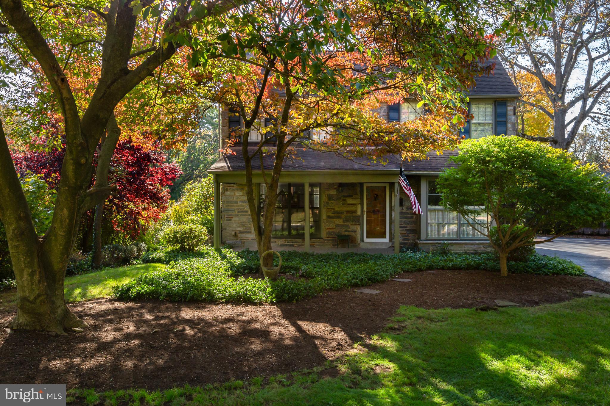 Discover the charm of Merion Station living in this exquisite stone and brick colonial home in the desirable Merion Park neighborhood. Conveniently located across the street from Bala Cynwyd Elementary and Middle Schools and close to the scenic Cynwyd Trail, this property offers a perfect blend of comfort and convenience. The first floor welcomes you with its spacious and inviting layout, adorned with beautiful hardwood floors and oversized windows that fill the space with natural light. A sunroom/den at the rear of the home provides a cozy retreat with access to the back patio, perfect for relaxation. The second floor boasts three bedrooms and two full baths, including a primary bedroom with a newly renovated ensuite bath featuring a stall shower. Outside, enjoy the covered front porch, mature landscaping, and a large back patio, ideal for entertaining. This well-maintained home also offers proximity to great schools, parks, train stations, and local amenities, making it the perfect choice for your new home in Lower Merion School District. Don't miss the opportunity to make this Merion Station gem your own!