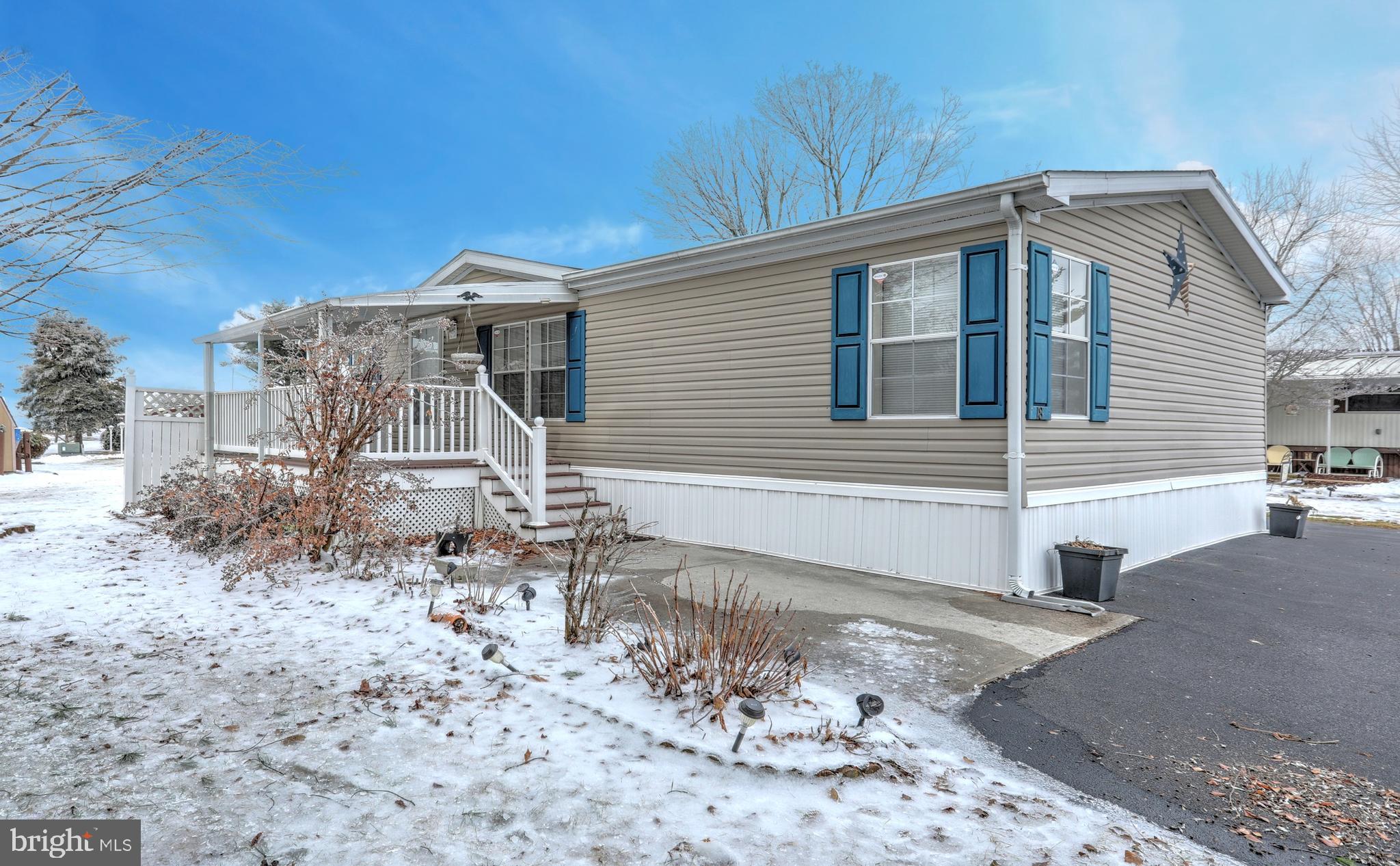 Affordable 1 story living in Gettysburg!   55+ Community located next to battlefield!!!  Come check out this 3 bedroom 2 Full Bath  home.   Master Bath includes soaking tub and step in shower.  Freshly painted.  Dura Built Awning w/Dura Beam Bracing covers a no-maintenance deck.  Parking pad has room for 4 cars!!!!  All appliances convey.  Lot Rent $409 includes water/sewer, trash & road snow removal !!!  On-site maintenance and office.    Schedule a showing today - this beauty is priced to sell!