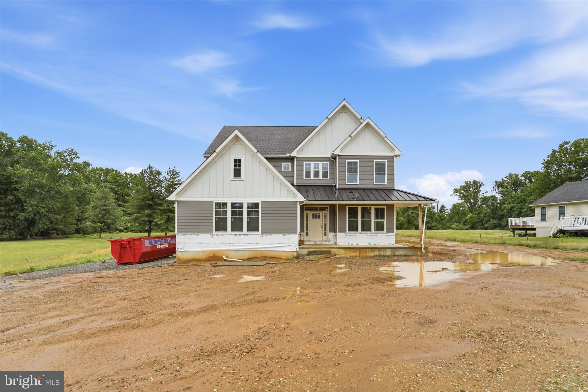 NEW CONSTRUCTION IN NEWTOWN SQUARE! This 4 bedroom, 2.5 bathroom home sits on a recently subdivided flag lot of approximately 1-acre set back from the road for added peace and privacy. The main level includes a 2-story foyer entry, office/den/dining room, powder room, mud room from the garage entry, and large open eat-in kitchen and adjacent great room. The kitchen will include a butler's pantry, island with counter, and room for a table. The great room will have a gas fireplace and 2 sets of double doors to the covered patio. The sleeping level features a huge owner's suite with dual walk-in closets and spa-like ensuite bathroom with dual sink vanity, water closet, and separate soaking tub and walk-in shower. All three remaining bedrooms include walk-in closets, plus there's a hall bath and laundry room. Additional features will include a finished basement with roughed-in plumbing for another bathroom, covered front porch, 2-car garage and driveway parking, landscaping, and lots of yard space. Please reach out if interested in owning a beautiful brand new home in the area!