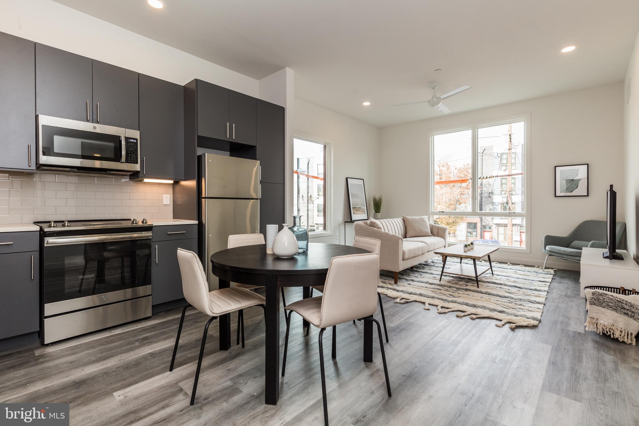 We are scheduling both in-person and virtual tours for this listing.  Available NOW | Only 1st month and 1.5 months security deposit due at lease signing!  Flexible move in dates.  Live in luxury in this newly constructed building, which will be ready for its first tenants! The building consists of 1 and 2 bedroom units. Major amenities include common area lobby, dog park on-premises, bike room, workspaces, refrigerator in the mailroom, and much more! Unit 404 is a 1 bedroom/1 bathroom apartment. Enter into the spacious kitchen area that flows right into the living space. The kitchen has all stainless steel appliances and beautiful cabinetry and fixtures. There are hardwood floors throughout, bright windows, laundry in-unit, and much more! The bedroom is nicely sized and the bathroom is bright with great, clean finishes and a glass-enclosed shower. Schedule your showing today!  About The Neighborhood:  Located just a few blocks from the York-Dauphin MFL Septa station, you’ll have quick access to everything Fishtown and Center City have to offer! Local favorites like Martha, Pizza Brain, Hello Donuts + Coffee, Cook and Shaker, Flow State Coffee Bar, Urban Axes, Memphis Taproom, and much more are all within walking distance.  Lease Terms:  1st month and 1.5 months security deposit due at lease signing. Other terms may be required by Landlord. $45 application fee per applicant. Pets are conditional on owner's approval and may require an additional fee, if accepted. (Generally $500/dog and $250/cat, or monthly pet rent). Tenants responsible for all utilities: electricity, $25 flat water fee, cable/internet ("Philly Wisper" or Verizon Fios)  Note: photos are from a similar unit. Layouts may differ.