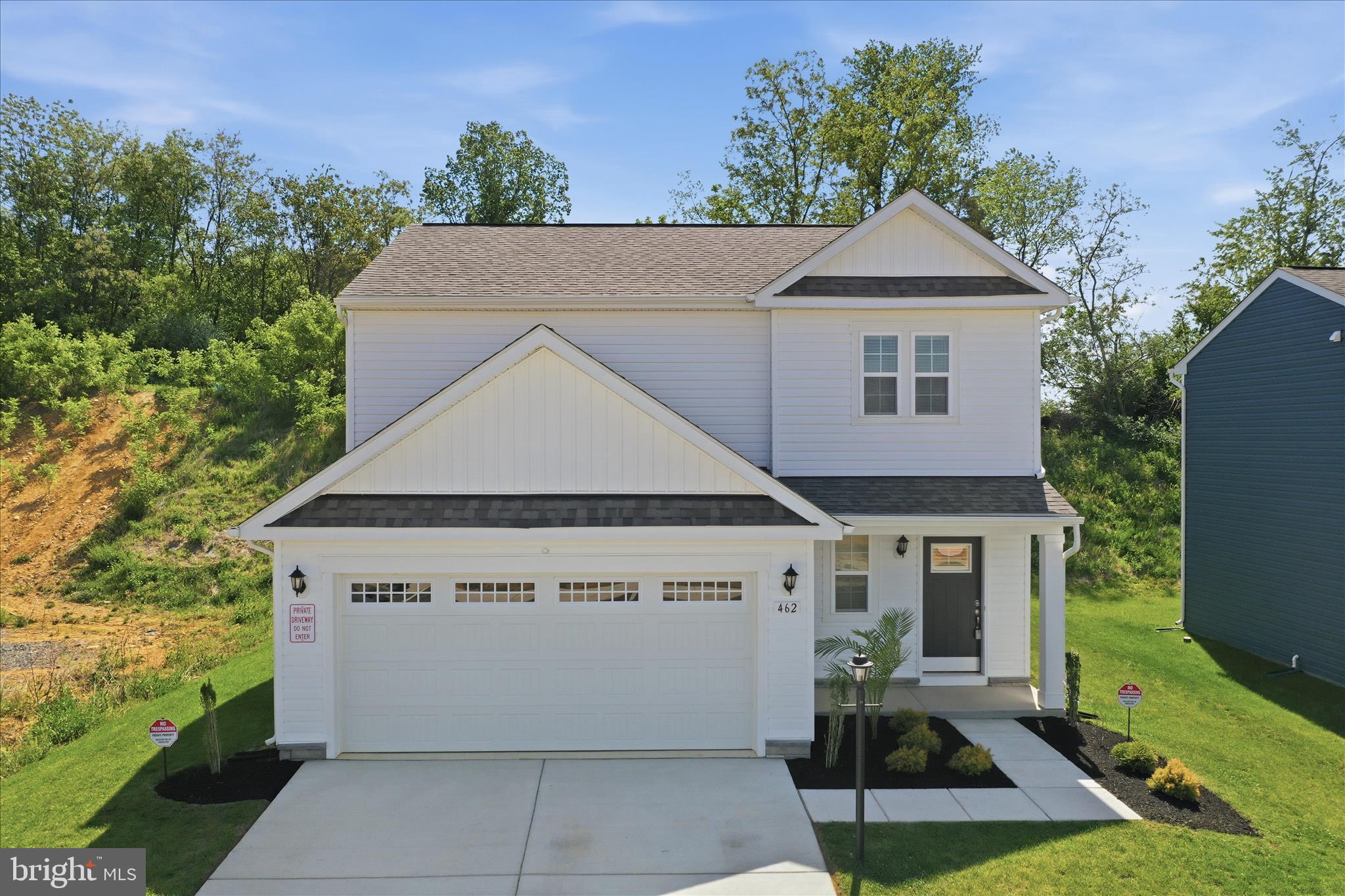This beauty end unit house located in top location of desirable Overlook at Riverside community with easy access to interstates 81 and 70. This house built in 2025 with additional 60k upgrade that purchased from the builder. Enjoy celebration or family gathering in huge oversize patio with complete privacy in your backyard. New development just next to this end unit property makes ideal for strong future growth potential. Enjoy walking distance to future McDonald, Food Lion and many more shops. 
Highlighted features are: Boxed oak stairs with real wood rails and 42" upgraded level five kitchen cabinets with slow closing doors. Level 5 Quartz countertop with extra large kitchen sink and island. High-line real wood GRABER blinds all windows with customized shutter on front door. Top level upgraded luxury vinyl plank all downstairs, upstairs hallway and laundry rm. Prewired for cameras closed-circuit in-house video surveillance system inside/outside all around the house. Installed security system. Electric car super-fast charging outlet 240v 50a. Double head flood lights in sides of the building. Upgraded all baths faucets. Highest level upgraded carpet and padding in bdrms. Prewire ceiling fan all rooms, ceiling lights all around. Huge oversize master bath w/ walking shower and double sink vanities. Upgraded smart-key security locks entry doors as well as msbdrm and walking closet, is ideal for more privacy or partial house rental.