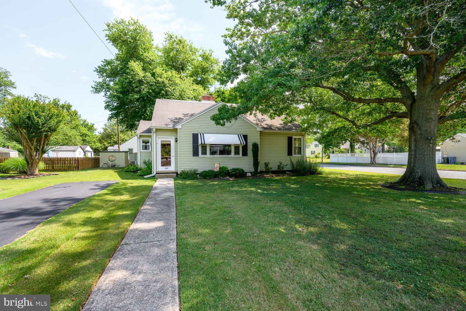Easton Cape.  This 4 bedroom, 2 bath home offers a living room with wood burning brick fireplace, spacious eat-in kitchen, porch/sunroom.  Hot water baseboard oil heat, central air on 1st floor, 2 sheds, corner lot with mature plantings.  Flooring is carpeted, but wood flooring under carpet (Buyer to confirm).  Ready for immediate occupancy.  First-time offered in 42 years.  Close to downtown Easton and amenities.