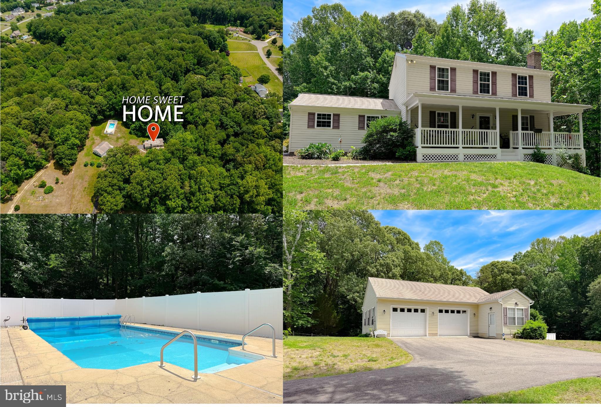 Nestled on 5.75 private acres in Prince Frederick, this 3-bedroom, 3 full  bath home offers the perfect combination of space, functionality, and outdoor living. Surrounded by trees and set back for privacy, this property is a rare opportunity to enjoy peaceful country living while still being conveniently located near shopping, dining, schools, and commuter routes.
Inside, the main level features hardwood flooring throughout most of the home, a spacious living area with a wood-burning stove insert, and a kitchen with granite countertops, black appliances, and tile flooring. The layout provides comfortable everyday living with plenty of room to spread out.
Upstairs offers three generously sized bedrooms and two full baths, while the partially finished basement with an additional full bath provides flexible space for a rec room, guest area, home office, or hobbies.
Step outside and enjoy everything this property has to offer. The in-ground saltwater pool with diving board creates the perfect summer retreat, while the large rear deck and full-length composite front porch provide multiple spaces to relax or entertain while overlooking the private acreage.
Car enthusiasts, hobbyists, or those needing extra storage will appreciate the oversized 2-car detached garage in addition to the attached 1-car garage. The detached garage also features a finished rec area complete with a hot tub, creating a unique year-round space to unwind and entertain.
A property offering acreage, privacy, pool, garages, and endless potential is hard to find—don’t miss your chance to make this one your own.