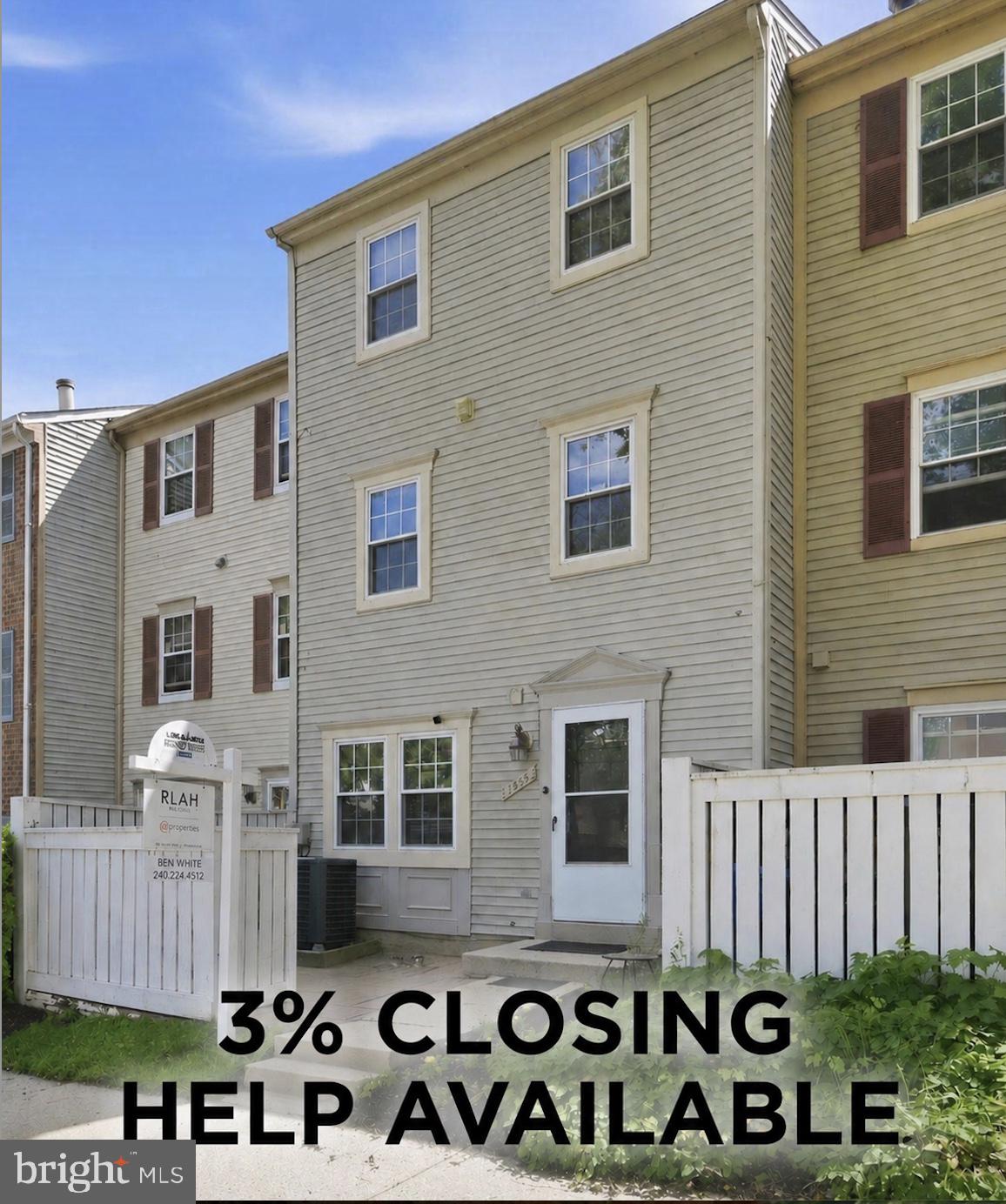 **Seller will pay 3% of buyers closing costs**Beautifully updated and move-in ready townhouse featuring a renovated kitchen with granite countertops, new stainless steel appliances, and a bright open floor plan filled with natural light. Fresh neutral gray paint and new flooring throughout create a clean, modern feel.  The entire third floor is dedicated to a huge private primary suite complete with a large bedroom, updated primary bath, walk-in closet, and additional closet space. Major updates include HVAC and windows replaced in 2021, along with updated bathrooms for added style and convenience.The second level offers two spacious bedrooms, a full bath, and a laundry room with front-load washer and dryer.

Enjoy a convenient location close to shopping, restaurants, schools, the MARC train, and I-270 for an easy commute. Community amenities include a pool, playground, clubhouse, basketball courts, green space, and plenty of parking. Condo fee includes the pool, roof, and siding, making for low-maintenance living at its best!