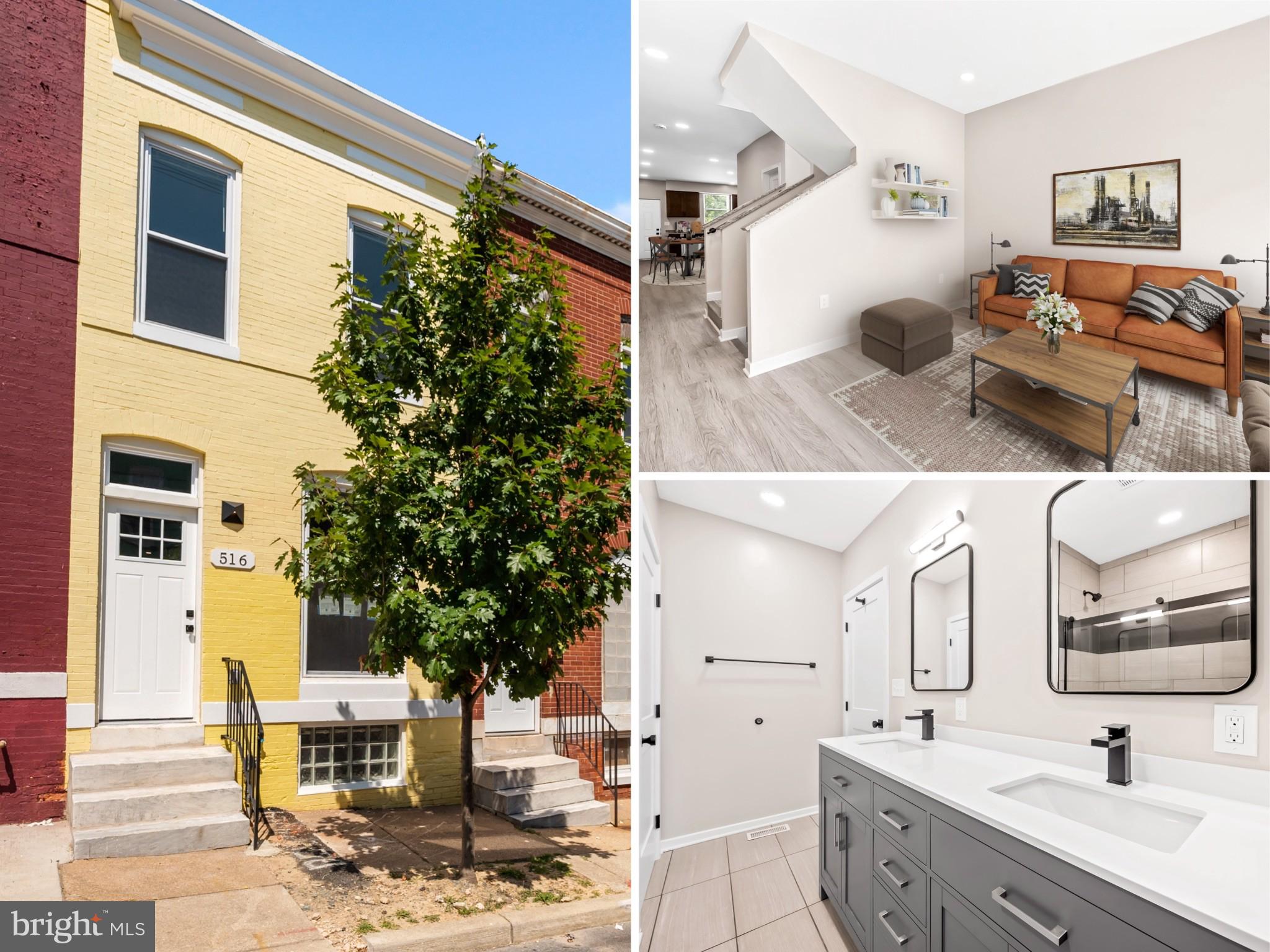 20K+ in grants available + Central Baltimore Partnership $10k incentive, + qualifies for a healthy neighborhood loan (1% below market)! 516 E 27th is an extensive new renovation with a PARKING PAD in East Harwood, a quiet, centrally located neighborhood. This property qualifies for the Vacant-to-Value $10,000 grant, and FNB Bank offers a $10,000 grant with 100% financing and no mortgage insurance premium (MIP). Enjoy an open floor plan concept, vinyl reclaimed wood-like plank flooring, and a gourmet kitchen with granite & stainless steel appliances! Enjoy premium finishes, spa-like bathrooms, a finished basement, a skylight, and two spacious bedrooms upstairs, including a large main bedroom with a double vanity full bath. The finished lower level, previously used as a bedroom, can also serve as an additional family room. This neighborhood is the best-kept secret, with much upside on your investment. Let's see what grant money you qualify for! The Walk Score: 86 out of 100, Very Walkable! Transit Score is 74 out of 100, Excellent Transit! The Bike Score is 67 out of 100, Bikable!