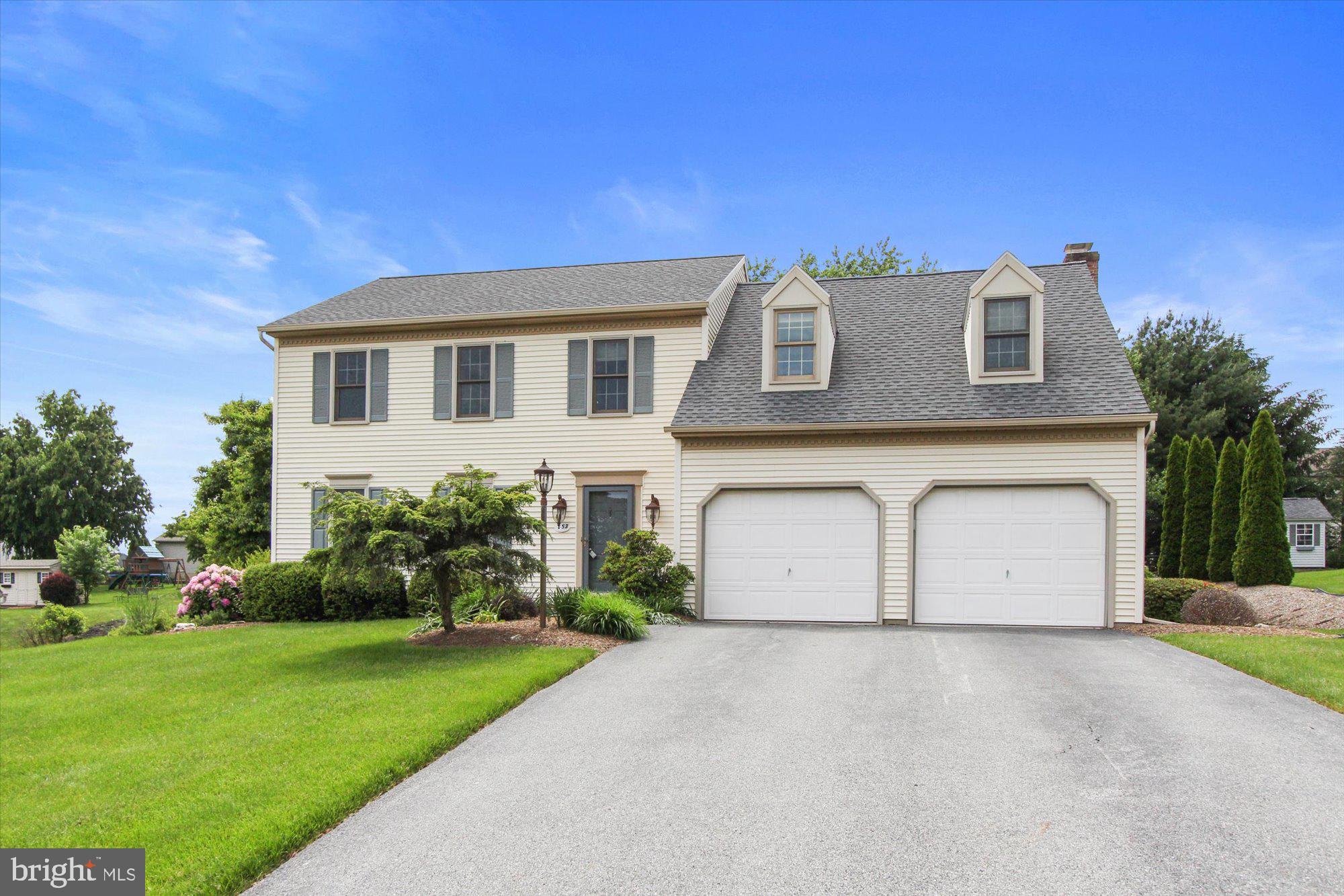 Quality throughout this E G Stoltzfus built 4br, 2.5ba colonial home in convenient Royal Manor!  Features include beautiful hardwood floors, new kitchen (2019) with granite countertops, lights under cabinets, pantries, pull out shelves and Kitchen Aid appliances.  Comfortable family room with gas fireplace, new ceiling fan and walk out to patio and backyard.  Spacious primary suite offers walk in closet with custom organizers, ceiling fan, built in bookshelves and ceramic tile bath with jacuzzi tub plus separate shower and double bowl vanity.  Room for everyone w/ 3 additional  bedrooms, hall bath and handy second floor laundry. 
Recent major updates include hot water heater (2021), roof (2018), kitchen incl appliances (2019), ceiling fans (2022).
Basement is framed out and ready for future expansion.  Small office w/ counter and file cabinets.