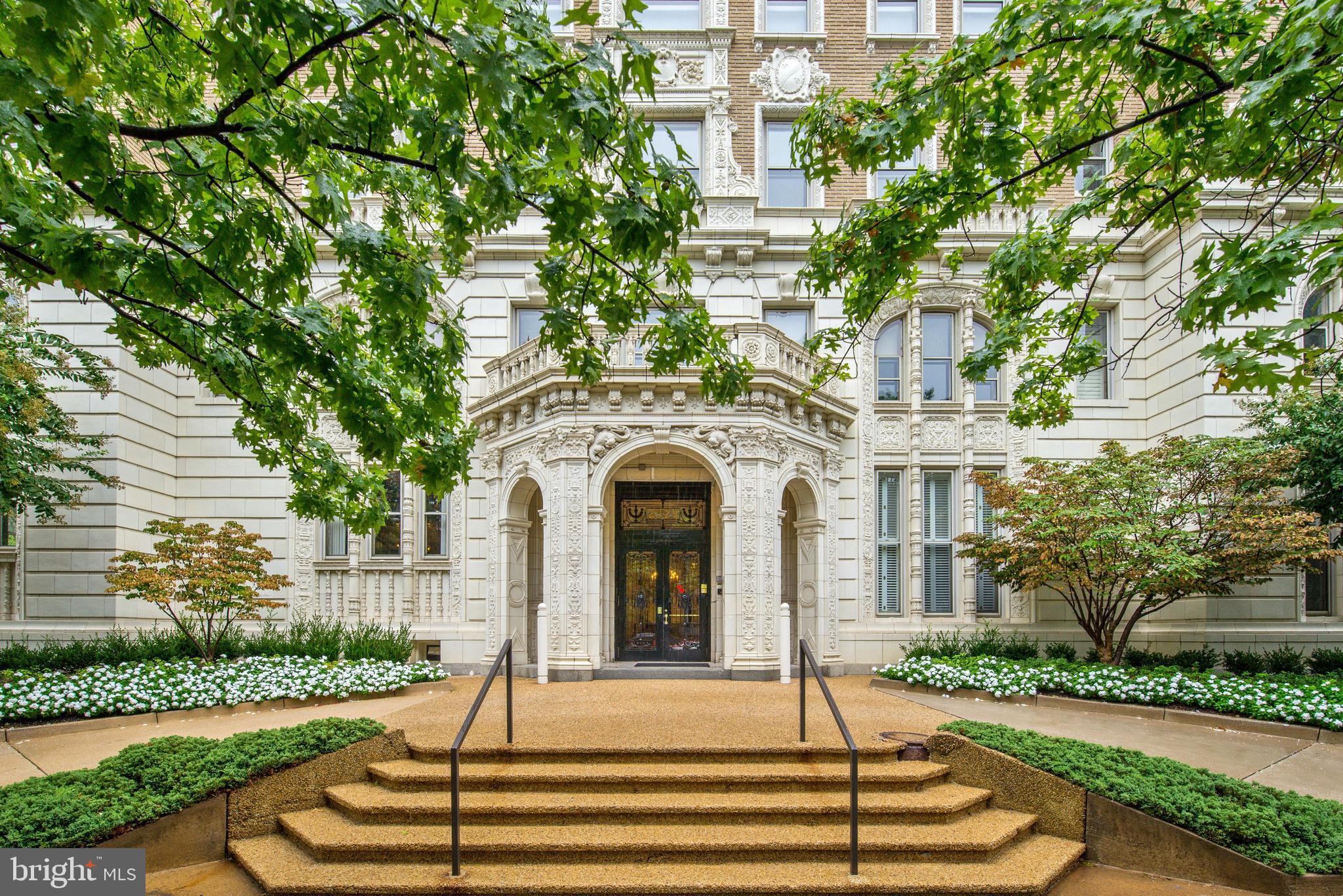 This penthouse jewel spans the entire Connecticut Avenue side of 2029 Connecticut, and evokes the apex of Parisian elegance: beautifully high ceilings, fine plaster moldings, luxuriously proportioned rooms and hardwood floors. Monument views from the south side, and Cathedral views from the west and north. The almost 20' foyer, with two coat closets, opens to the 42' x 12.5' stunning gallery that is the center of the home. It opens to the living room, formal dining room, library, owner s suite wing and guest suites. The living room and library feature fireplaces plus a discreet wet bar tucked into the library. The newer eat-in kitchen has a chef's Wolf range, Subzero fridge and walk-in pantry. Open to the kitchen is a family room or 5th bedroom, currently used as a studio. The formal dining room easily seats 16-20, and the adjacent gallery can accommodate another 40 guests for a sit-down dinner. There is a catering kitchen/bonus room with its own entrance. The owner s suite wing has 2 corner bedrooms (one currently used as a fully built-out office), and 2 baths. 2-3 additional bedrooms and 2 additional baths complete this fine offering. Nothing else like it in town! Two parking spaces plus a large storage space convey. The building offers a lovely roof deck with sweeping views, a powder room and catering kitchen, plus a large fitness center on the lower level. Buyer backed out of contract for personal reasons.