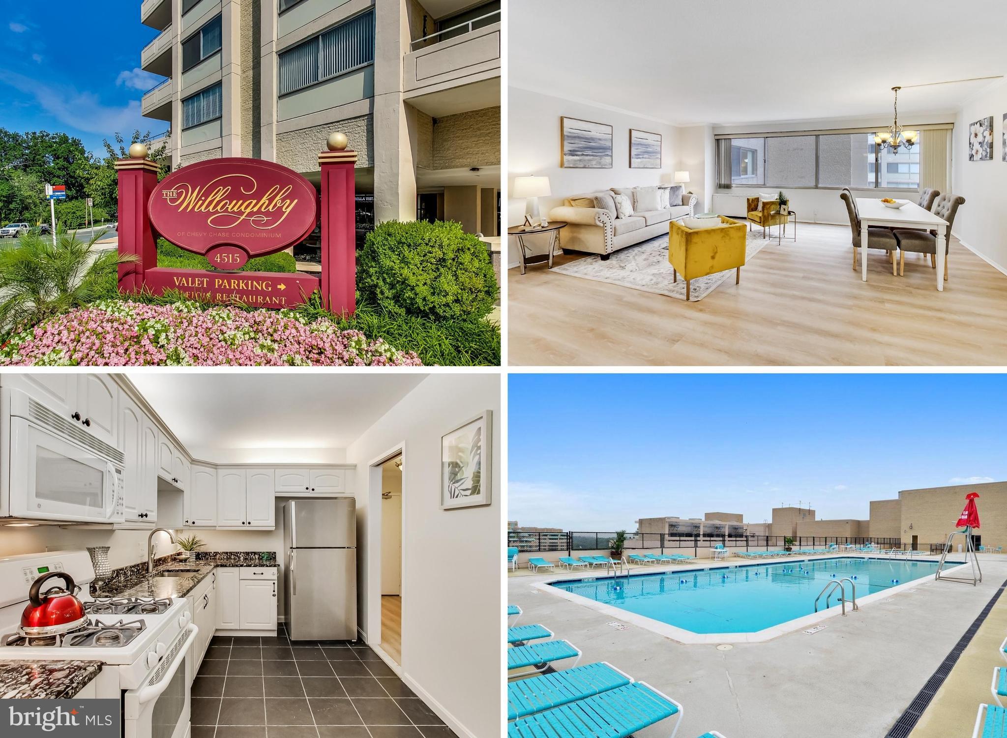 You will LOVE this spacious and light-filled 1 bedroom, DEN, & 1.5 bathroom condo on the 14th floor. GORGEOUS brand NEW LVP flooring throughout, NEW paint throughout, updated bathrooms, and more. White kitchen with granite countertops and separate breakfast area that can be easily opened up to the living room if you choose. Other features include fantastic closest / cabinet space and 1-car garage parking! Amenities include an outdoor, rooftop pool, sun deck, fitness center, mini market, shuttle bus, and more! Location can't be beat - short walk to metro, whole foods, numerous parks / trails, and TONS of dining, retail, and entertainment options in downtown Bethesda/CC.