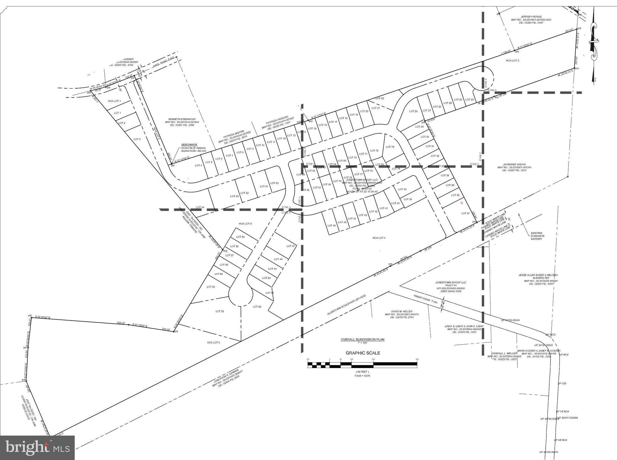 This 38-acre property in Jonestown, Pennsylvania, presents a prime opportunity for the development of a single-family, 55+ age-restricted community. The site benefits from a recently approved text amendment that allows for R1 zoning with R2 setbacks, lot frontage, and lot size requirements. This unique zoning arrangement is designed specifically for a 55+ development, optimizing land use and infrastructure efficiency while maintaining a single-family residential character. 

All major infrastructure requirements have been addressed. The property has secured full access to public sewer and water, with all necessary easements in place, including a 30-foot sewer easement across adjacent parcels. A comprehensive traffic study has been completed, and all requirements for a Highway Occupancy Permit for the main entrance on Route 22 have been met, with no anticipated issues regarding permit acquisition. In addition to the primary entrance on Route 22, a secondary access point on AWOL Road has been incorporated into the development plan, providing enhanced ingress and egress for future residents. Environmental due diligence has been completed, with no issues related to protected species or native artifacts identified. 

The site’s strategic location offers immediate access to major highways and is in close proximity to Hershey and Harrisburg, making it an attractive option for active adults seeking convenience and connectivity within Central Pennsylvania. Comprehensive engineering plans have been completed, detailing utility infrastructure and access points, ensuring a streamlined path to development. With all major entitlements, infrastructure, and regulatory requirements addressed, this property stands out as a compelling opportunity for developers looking to meet the growing demand for 55+ housing in a desirable and accessible location.