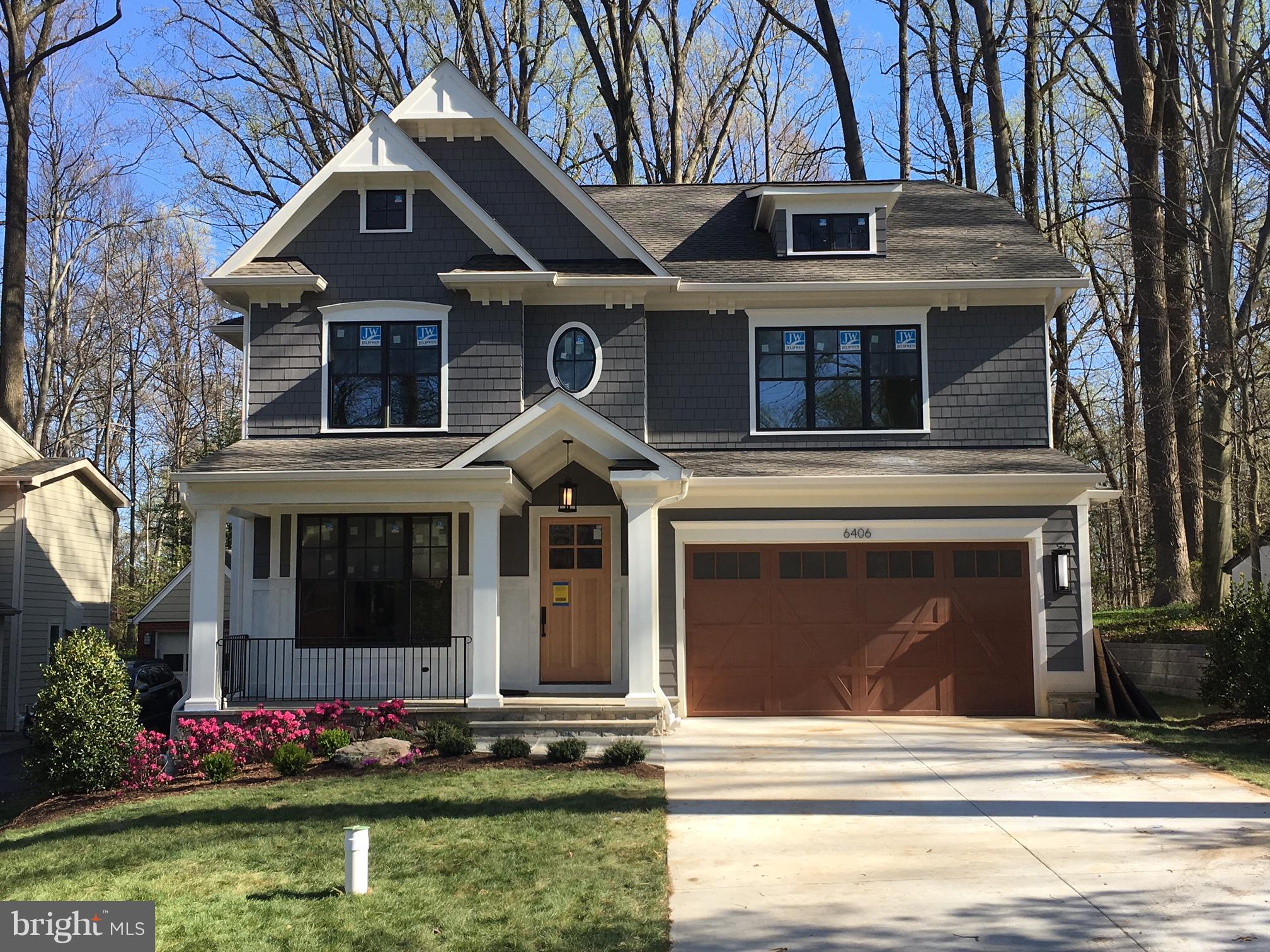 100% Completed! Amazing Arts & Crafts Colonial on 1 of the prettiest private lots backing up 2 Park Land (over 15,000 sq ft) built by award-winning DCG Homes (Best Green Bldr-Bethesda Mag) offers 4 fin lvls, 6BR, 5.5BA, chef kitch, fam rm w/fp, 1st flr lib, mud rm, owners' suite w/WICs & master BA, 2nd flr fam rm, fin loft, fin lwr lev incl lrg rec rm, exer rm, 6th BR & FB, 2-car gar. Whitman HS.