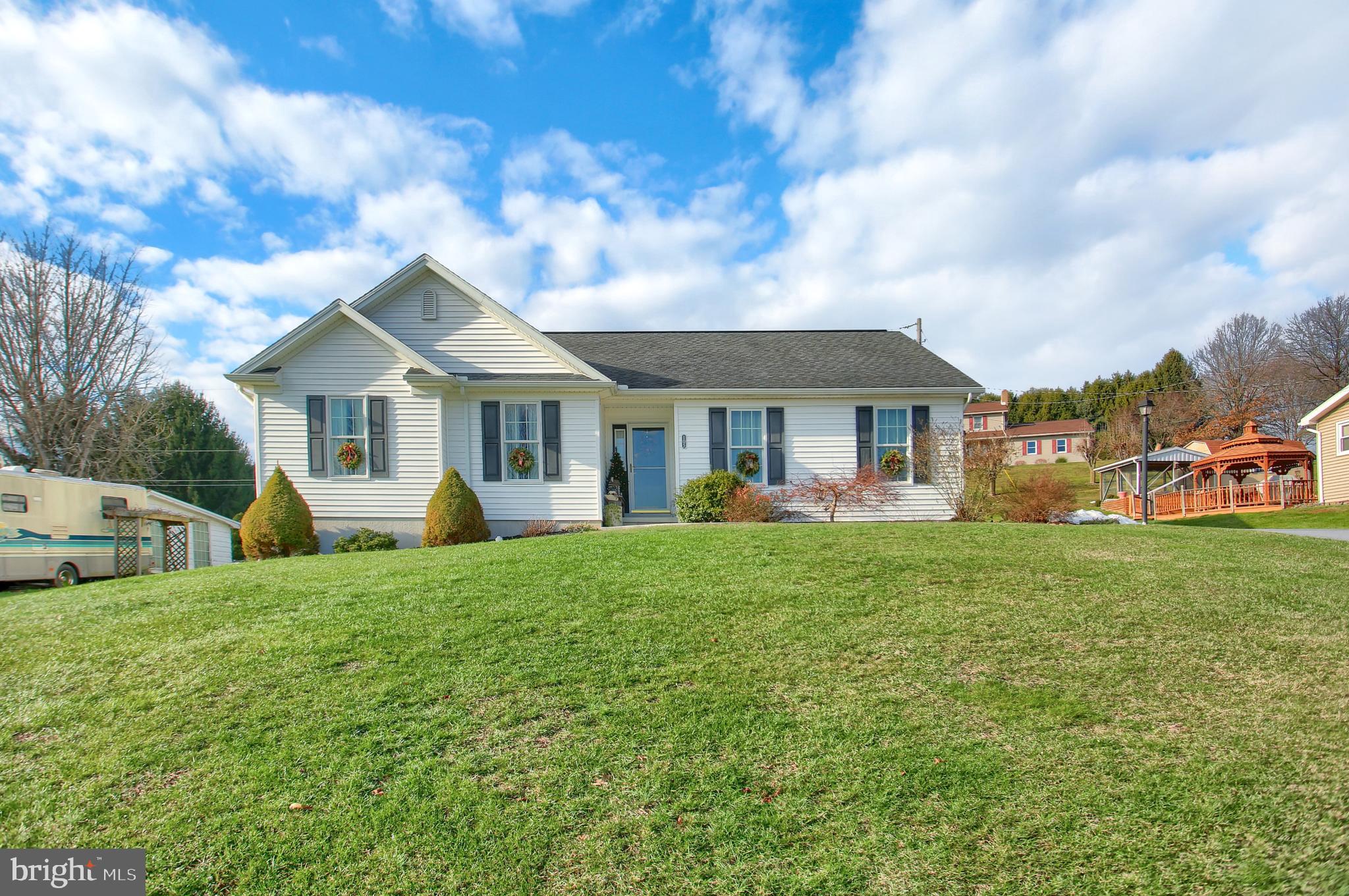 What a terrific home! Built in 2007 this home is in pristine condition.  The main level was completed repainted and all carpeting was replaced in 2018.  Walk into this home and the first thing you will see is the huge, open living room with vaulted ceilings and beautiful stone fireplace.  This is one-floor living at it's best with 3 bedrooms and 2 full baths on the main level.  The dining area connects the living room and bright, open kitchen.  The kitchen is fresh and updated with off white cabinets, island, gas cooking and lots of natural light. The stairway to the finished lower level is open and accessible.  The finished lower level is a large open space.  It has a built in "office area", an updated half bath, and plenty of space for entertaining, watching tv, and fitness equipment or game area.  The unfinished space is very large, spacious and dry and includes a door to the back yard. Superior wall foundations were used in construction. Don't miss the convenience of the oversized side-entry garage and the 1st floor laundry.  Central AC and warm, efficient propane, forced air heat complete the checklist.  This home is in a prime location, 30 minutes to Harrisburg, 30 minutes to Selinsgrove.  Look out your front door at the beautiful views of the Susquehanna River and enjoy the peace and community of small town living.  Bonus is that this home is on public sewer and water!   This home has been inspected and repairs have been made.  This is home truly fits the definition of a perfection.