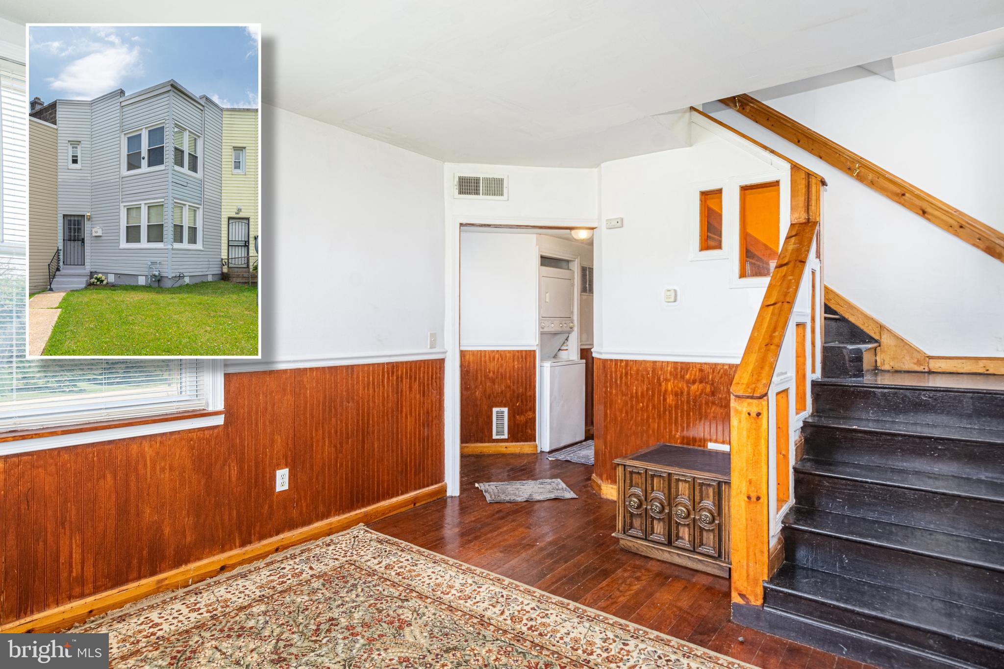 AFFORDABLE TURNKEY TOWHOME WITH LARGE FRONT AND REAR YARDS!  Features include hardwood floors throughout, spacious living room with wainscotting, updated kitchen, main level laundry area, upper level with 2 bedrooms and 1 full bath, and a large fenced yard that could easily be converted to off street parking.  Located minutes from MedStar Harbor Hospital, schools, and Patapsco Flea Market!