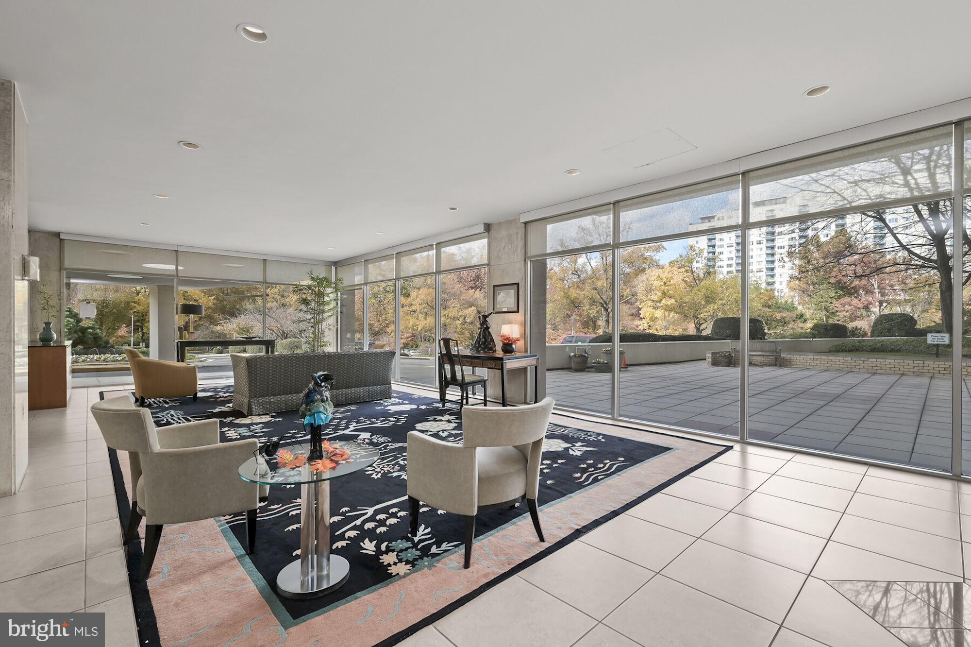 Bright and spacious 2 bedroom, 2 full bathroom apartment in desirable Grosvenor Place, with updated kitchen and hardwood floors.  You'll be amazed at the views from the picture windows and the enormous amount of closet space is a bonus!   All utilities, including cable are included in the monthly condo fee and there's loads of parking in the lot.  Some of the amazing amenities are pool, tennis courts, fitness facility, beloved Grosvenor Market, salon and party room.  All this and very close to the Grosvenor Metro!