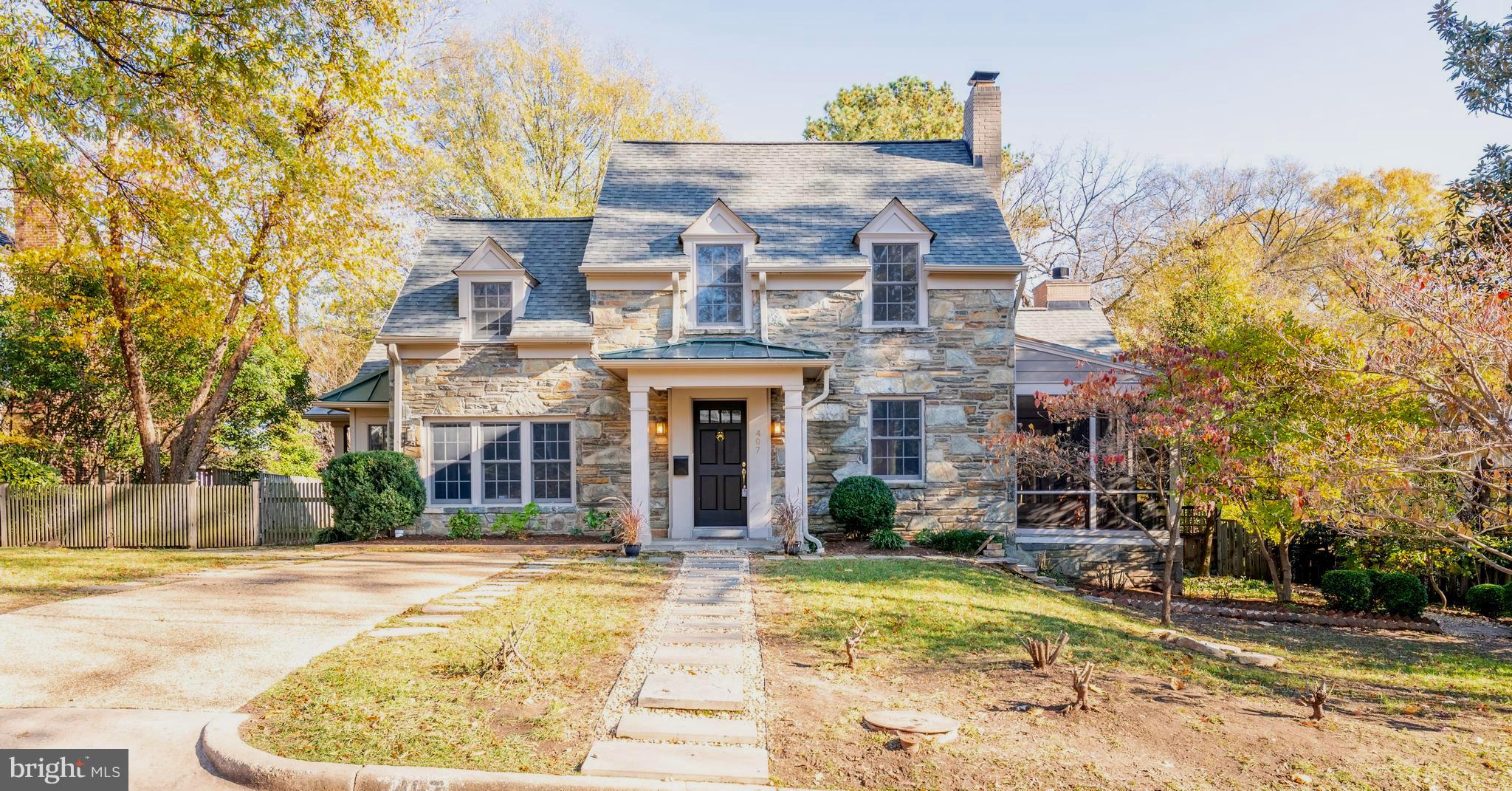 Beautifully renovated 5-6 bedroom stone cottage on a private garden lot in fantastic Clover-College Park. Steps from MacArthur Elementary, 1/4 mile from shops and 1.5 miles to King Street Metro. The home's main level features an entry library, dining room that opens onto a screened side porch, custom chef's kitchen open to family room and deck, commodious den, two working fireplaces, full guest bath, and master suite with ensuite bath and walk-in closet. The upper level has three bedrooms, shared bath, and a huge attic for storage. The finished lower level has a craft room, small workshop, full bath, large playroom, and walk out guest room. Fenced back yard. Lease length negotiable.