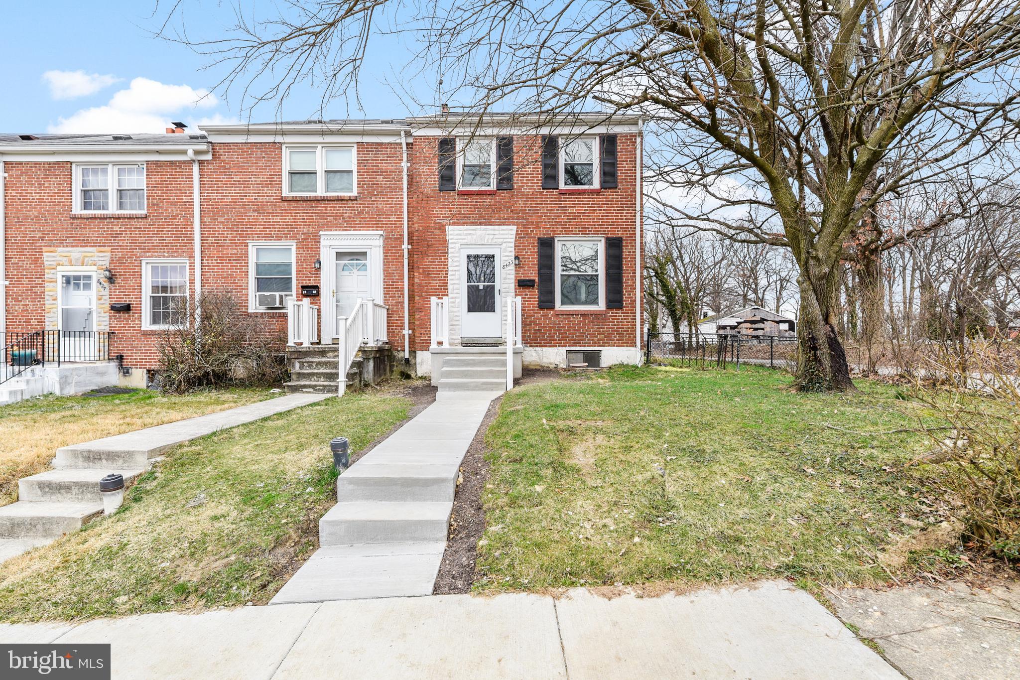 ***Refinished Hardwood Flooring (2026)*** New Front Sidewalk and Front Porch and Railings (2026)***New Carpet (2026)*** New Light Fixteres (2026)***  Upstairs Bathroom Update (2026)*** New Storm Door (2026)***
Welcome to 8423 Water Oak Rd, located in the neighborhood of “The Oaks” in convenient Parkville. This 4 Bedroom, 2 Full Bath, All Brick, End of Group Townhome has plenty to offer. Beautiful hardwood flooring highlights the large Family room which leads to the dining area. The adjacent kitchen features tile flooring and backsplash with upgraded countertops. Brand new carpet leads the way to the upper level, which offers 3 bedrooms, a hall bath, and a bonus room in the attic. The lower level features another bedroom, and an additional finished room which can be used as a den, office, or home gym. The large back yard is fully fenced in and offers a parking pad and detached shed. This one is priced to sell and won’t last long… Book Your Showing TODAY!