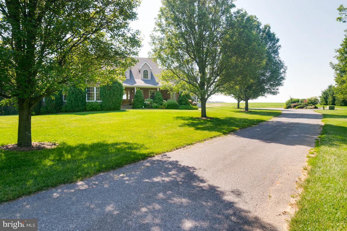 This home backs to farm fields that are in AG preservation. One of a kind.... All brick custom-built rancher on 3+ acres!  No HOA!  This home features an impressive great room with vaulted wood ceilings and a wood stove for those cold nights.  Open floor plan, cooks kitchen with Corian countertops, ceramic tile flooring, large island,  a new wall oven and microwave. Hardwood floors throughout, 2x6 construction with all brick exterior, 50-year architectural roof, and central vacuum. Primary suite includes a soaking tub and bidet. Bonus room upstairs would be a great office space with additional floored space over the garage ready for your finishes. The oversized garage offers space 2 cars deep with 4 bays.   Complete full second living area in the lower level offering 2 bedrooms and 2 full baths—ideal for in-law suite or extended family. A rare blend of quality, comfort, and space!