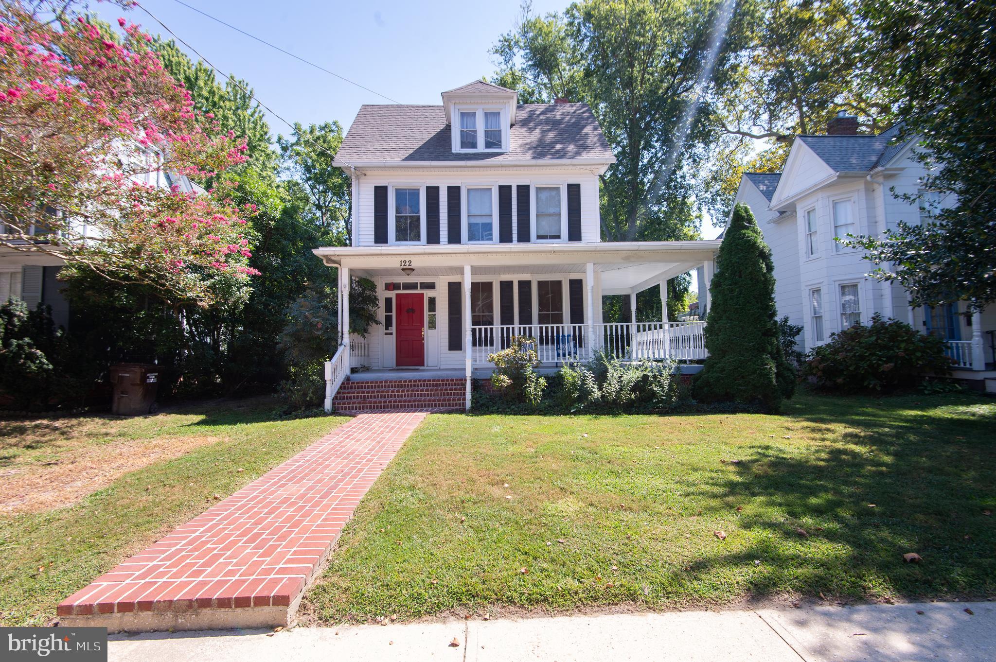 MAJOR PRICE REDUCTION!  Victorian 1900’s home located in Historic District of Cambridge.  Just a few doors away from the Choptank River, Long Wharf and Municipal Yacht Basin.  Enjoy the convenience of being within walking distance to downtown galleries, restaurants, boutiques and dining. Come up the inviting brick walkway and brick steps to the charming wraparound porch perfect for entertaining or just relaxing in the breeze on a hot summer day.  Welcome inside to the spacious living room with built-in bookcases, wood floors and a  gas fireplace that has recently been serviced.  Separate dining room offers plenty of space for a large table for gatherings and a pantry for storage.  Eat-in kitchen has wood and laminate countertops with  double glass doors overlooking the back deck and yard.  Upstairs are three bedrooms and one full bathroom.  Newer carpet covers the stairway and one of the bedrooms.  Third level has room that could be used as an additional bedroom with adjacent huge attic area.  Situated on a generous size lot, the back yard is great for a flower garden and the large deck is perfect for cook-outs.  Also has a shed and fence across the back for privacy.  Private off-street driveway.  
Victorian charm and character adorns this home.  Come take a look at this timeless beauty.