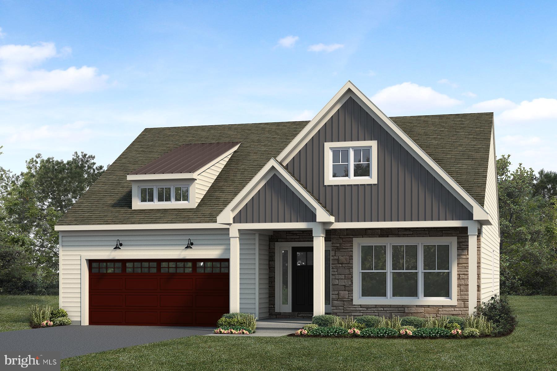 UNDER CONSTRUCTION – AVAILABLE FALL: Located in the 55+ community of Winding Creek, this Cooper floor plan offers convenient single-story living with elevated finishes and exceptional comfort. A welcoming front porch and 9’ ceilings throughout the main level create an open, airy feel from the moment you arrive.

Inside, beautiful vinyl plank flooring flows throughout the foyer and extends into the main living areas, enhancing both durability and style. At the front of the home, a private study, secondary bedroom, and full bath offer flexible space for guests or hobbies. The mudroom entry from the 2-car garage includes a craftsman bench seat and provides direct access to the laundry room for everyday convenience.

The heart of the home features an open-concept kitchen equipped with stainless steel appliances, quartz countertops, a tile backsplash, and attractive cabinetry, all centered around a functional layout ideal for both entertaining and daily living. The sunny dining area flows seamlessly to the screened-in deck, offering a perfect space to relax or host gatherings while enjoying the outdoors.

In the family room, a striking gas fireplace with floor-to-ceiling stone and a box beam mantel creates a warm and inviting focal point. The owner’s suite is quietly tucked to the back of the home and includes an expansive closet and a private bath with a tile shower and double bowl vanity.

Additional home highlights include a daylight basement with outdoor access.