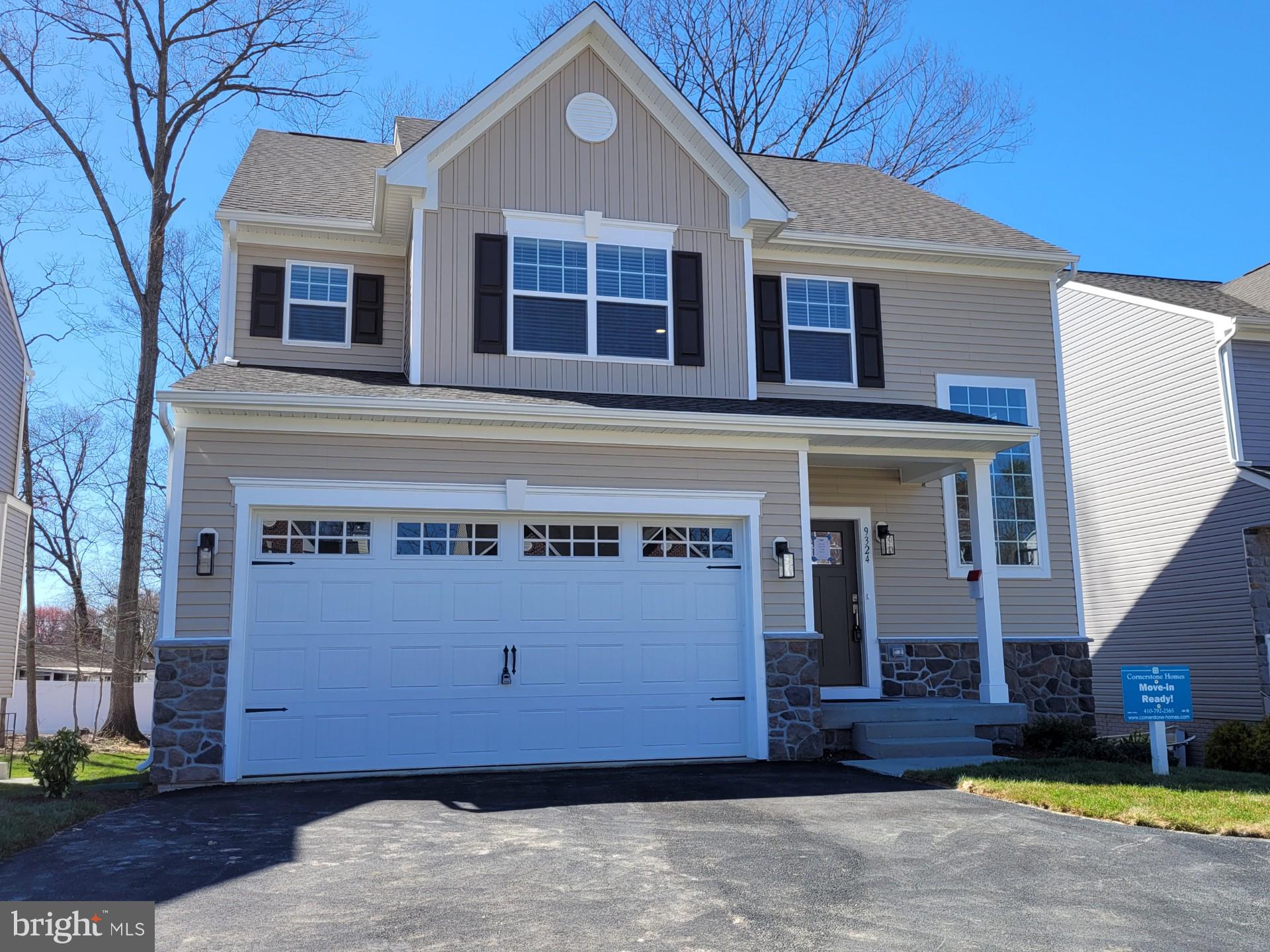 3.99% interest rate for the first year if you use our preferred lender. In addition the builder is offering $30,000 cash contribution towards allowable closing costs for purchaser on our model home. This home is complete and available for quick settlement. This is your chance to buy a model home and be living in your brand new home in 30 days or less! Meredith Woods is Cornerstone's New Community in Howard County. This Brand New 5 Bedroom 3.5 Bath craftsman with 2 car garage has many added touches!
Popular Claremont model home has a light and airy floor plan with extra large windows added throughout and plenty of recessed lighting. Modern design with special features include board and batten accent siding, partial stone exterior, with a covered front porch. Inside the builder finished the lower level that includes a 5th bedroom, a 3rd full bath and a large Rec Room. Dreamy kitchen with walk-in pantry, large breakfast island, soft close wood cabinets with Quartz countertops. A full complement of SS appliances with designer hood vent (vented to outside). Additional Features worth noting are the premium trim package (Main Stairwell, Great Room and Flex Room) and the designer vanity cabinet in the first floor powder room. All the flooring is upgraded, including LVP throughout the main level and stairs up, upgraded pad in the upper and lower carpeted rooms. Deluxe Tile Package in the baths and a tiled backsplash in the kitchen. Primary suite with huge walk in closet, cathedral ceiling and windows with a beautiful wooded view. The En-Suite Bath features a luxurious tiled shower with glass doors, double vanities and a double door linen closet in the bathroom. Upper level laundry room is a wonderful convenience. Spacious 2 car garage with paved driveway has room for 4 cars. Electric rough in for EV cars is included. Meredith Woods is just Minutes to major Rts I95, 32, or 29. Convenient to FT MEADE/NSA, JHUAPL and BWI. A short distance to Laurel, Burtonsville or Maple Lawn for shopping and restaurants. Walking distance to North Laurel Community Center that features a fitness room, a game room, basketball courts and a newly built indoor pool. Outside there are rec fields, basketball courts and a skate park.  There is no HOA.  We have 2 model homes available for immediate settlement, Meredith Woods and Fairview Woods both with builder incentives for quick close! Call for details. 9425 Fairview Ave Laurel MD 20723 is open Sat and Sun 12-2pm. Stop by and view our homes!