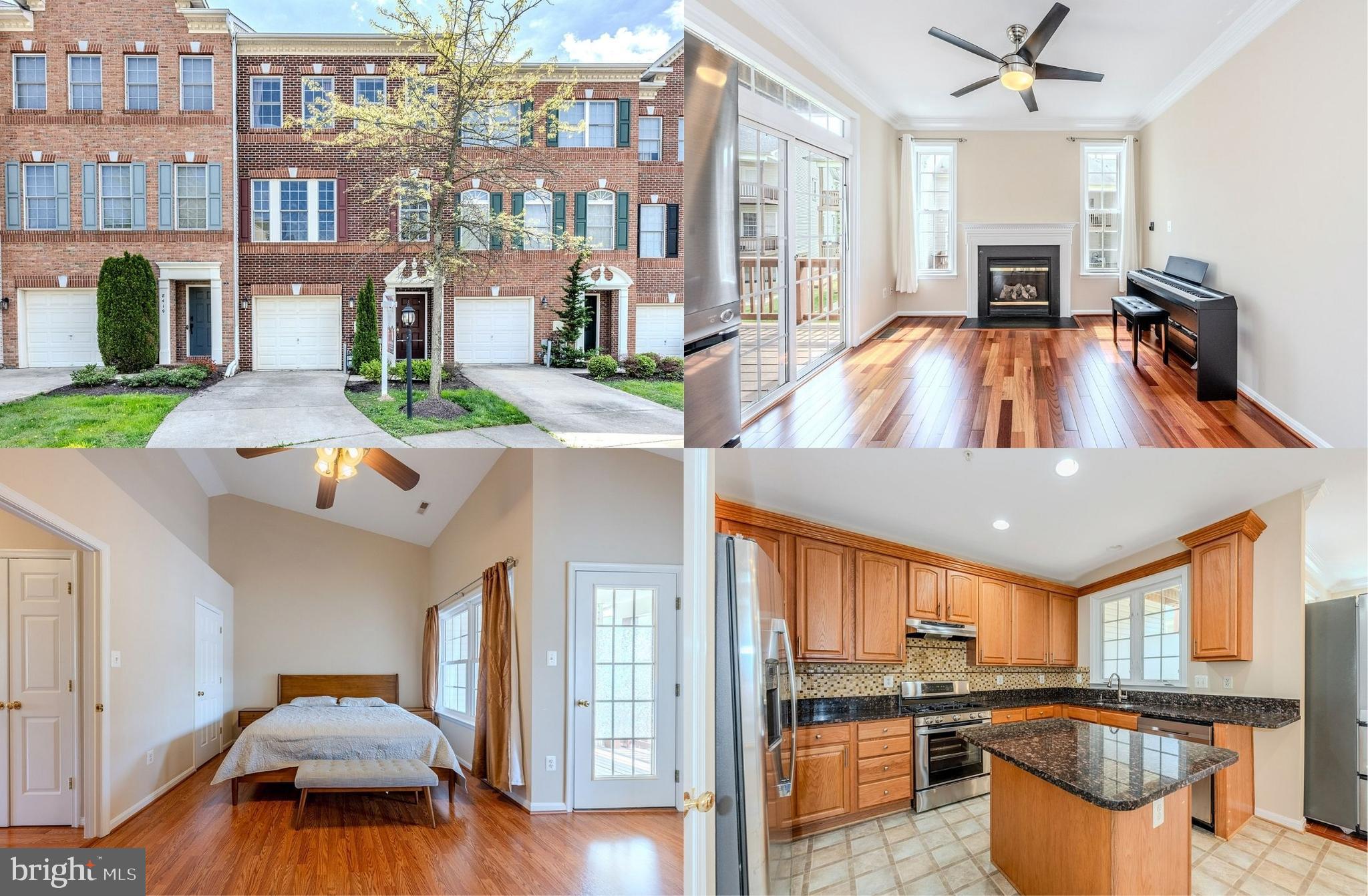 Discover your dream home in this stunning townhome style condo nestled in the desirable Cherrytree Park Community. This beautifully maintained 3-level brick-front townhome with a 1-car garage features 4 spacious bedrooms and 3.5 bathrooms, providing ample space for you and your family. Each level of this home has access to a deck, seamlessly blending indoor and outdoor living. An open floor plan, soaring ceilings, hardwood flooring on all 3 levels, decorative moldings, and a gas fireplace, make this home a gem while fresh neutral paint makes it move in ready! ****** The entry level of this home features a versatile bedroom with sliding glass doors to a private deck with steps to the rear yard and combined with a full bath is ideal for a guest suite or home office. A laundry room on this level and direct garage access adds convenience. ****** The main level boasts an open-concept living and dining area where a wall of windows fills the space with natural light illuminating gleaming hardwood flooring, soft neutral paint, and crisp moldings. Steps away, the kitchen is sure to please with gleaming granite countertops, 42” raised paneled cabinetry, and quality stainless steel appliances including a gas range. The breakfast area is perfect for daily dining, the family room invites you to relax in front of a cozy gas fireplace or step out to enjoy fresh air dining on the deck. A powder room rounds out this level. ****** Upstairs, the primary suite boasts a soaring vaulted ceiling with a display ledge and lighted ceiling, a walk-in closet, and a glass paned door opening to its own covered deck, the perfect spot to enjoy morning coffee or relax at the end of the day. The ensuite bath features a granite topped dual sink vanity, large soaker tub, and separate shower, the perfect retreat! Two additional bedrooms, each with vaulted ceilings, enjoy easy access to the hall bath with granite topped vanity and tub/shower. A newer HVAC system (replaced in 2022) and a hot water heater replaced in 2023, gives you peace of mind and makes this home is move-in ready and waiting for you! ****** All this in a tranquil community with lush common grounds, jog/walking trail, and a picnic area that is conveniently located to shopping, dining, entertainment, parklands, and major highways.