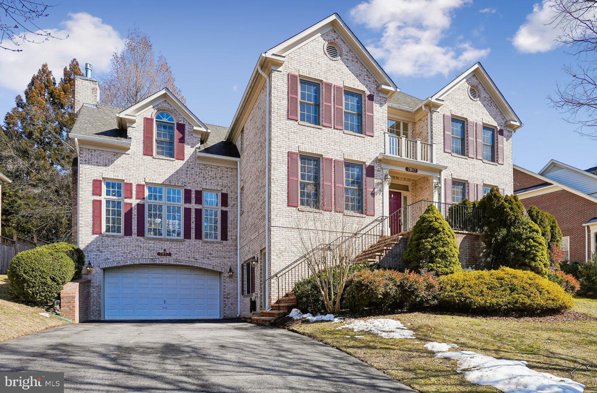 Welcome to 7917 Springer Rd in West Bethesda Park, conveniently located in the heart of Bethesda.
Gracious living is seen throughout this executive home. The impressive 2 story foyer, formal living room and dining room with butler's pantry, ideal for entertaining.  Additionally, the main level private library provides a contemplative and welcoming space. All the warmth and comforts of the fine home are included in the well-appointed kitchen including 5 burner gas cooktop, double ovens, French door refrigerator, pantry and granite center island with bar seating plus freshly finished hardwood floors. The light-filled breakfast room highlights the convenient space. The kitchen opens to the 20' by 21' family room with high ceilings, impressive wall of transom windows and French doors opening to the rear patio. Warm and inviting crafted stone, raised hearth fireplace is equipped with natural gas inset.  The secluded Upper level boasts an expansive primary bedroom with ensuite plus 3 large walk-in closets. The spacious ensuite features a spa like jetted tub, spacious walk-in shower plus private commode and bidet room. Three additional bedrooms, one with ensuite, plus a hall bath. Upper level laundry room, nicely equipped with front load washer, dryer and closet complete the third floor amenities.

The unique, full, fully finished walk-out lower level offers a versatile and convenient level of living. The 6th BR with ensuite also particularly lends itself for use as a private professional office, directly accessible from the ground level entry just off the driveway. The well-planned 6th BR space is equally ideal for use as an in-law or au pair suite. Connecting lower-level rooms include a kitchenette, large 5th full bedroom and 5th full bath. Additionally, the lovely living area room has multiple uses including recreation room/game room or gym and helps complete the unique and most useful space and accessible from the 2 car garage.
This well-designed custom all brick home is well situated on 10,249 sq of private, partially fenced lot with slate patio, landscaping and lovely green space.  West Bethesda Park is centrally located near convenient public transportation (Wilson Lane bus stop to downtown Bethesda Metro located at the corner or Springer and Wilson Lane). Top rated public (Whitman cluster)and private schools are nearby.  Enjoy all that Bethesda and the Washington DC area have to offer from lovely city amenities to parks, multiple hiking and biking paths and the historic Potomac River.   This property has it all!